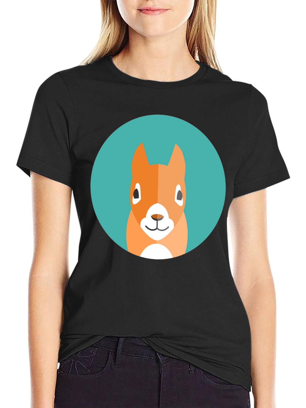 Squirrel Graphic Tee - Casual Black T-Shirt