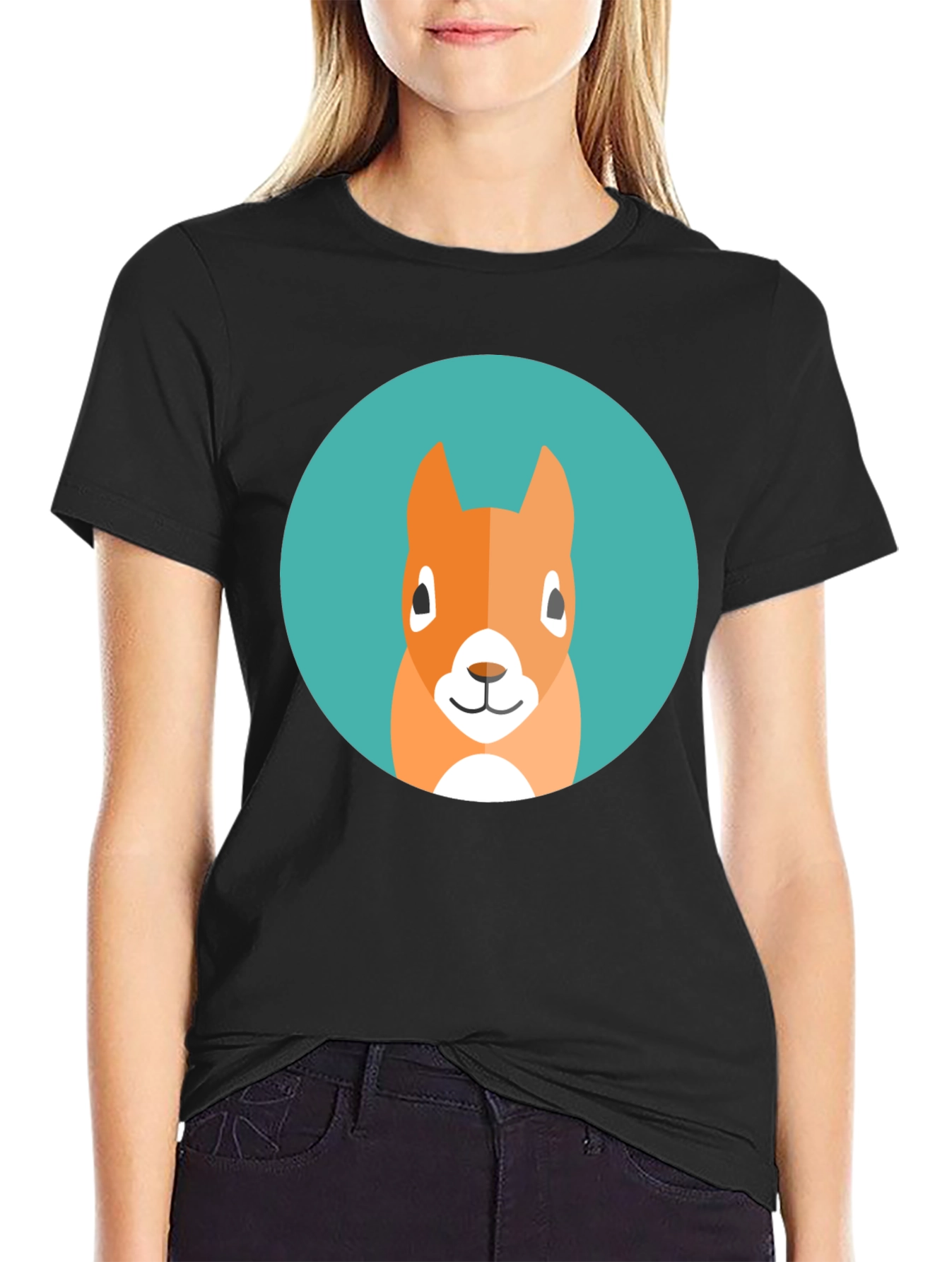 Squirrel Graphic Tee - Casual Black T-Shirt