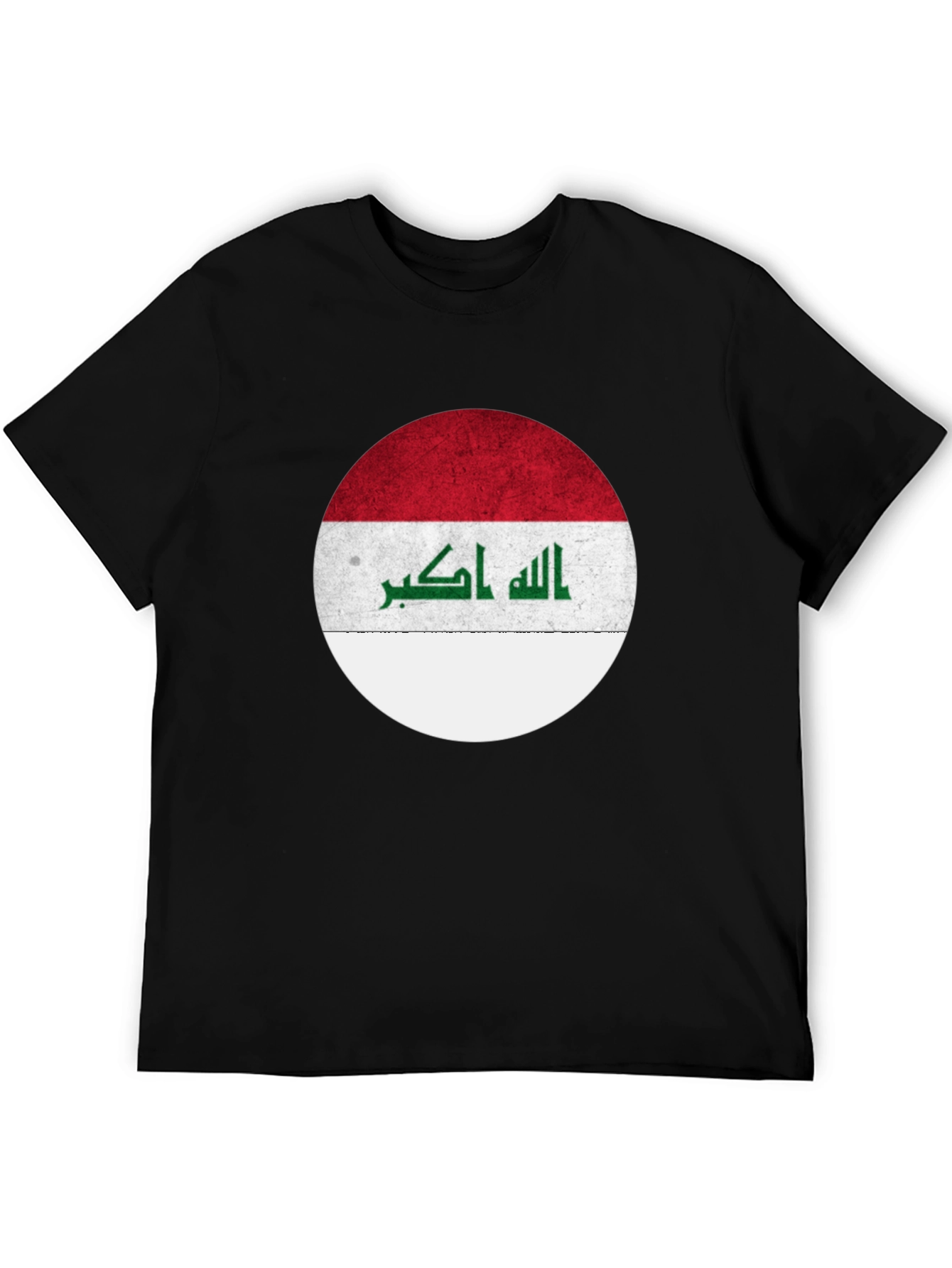 Iraq Flag Circle Graphic T-Shirt - Black