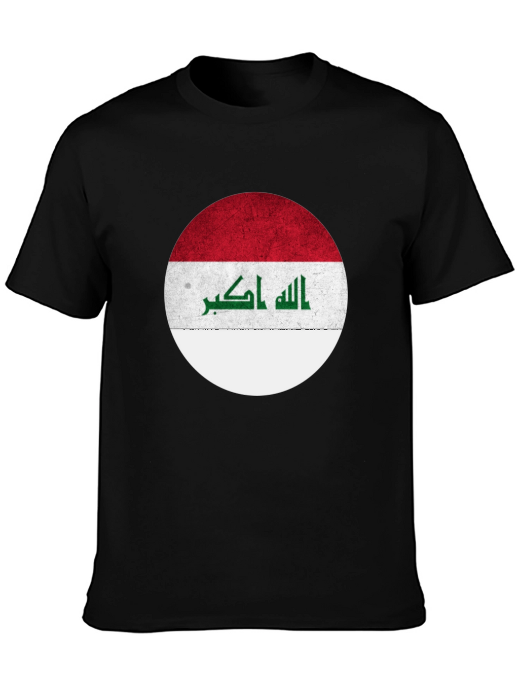 Iraq Flag Circle Graphic T-Shirt - Black