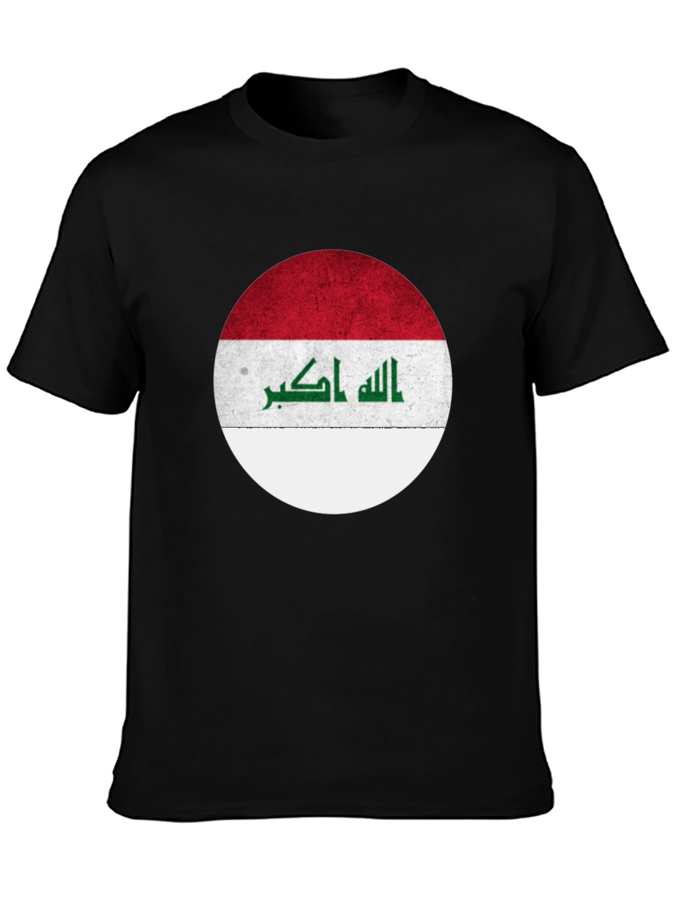 Iraq Flag Circle Graphic T-Shirt - Black