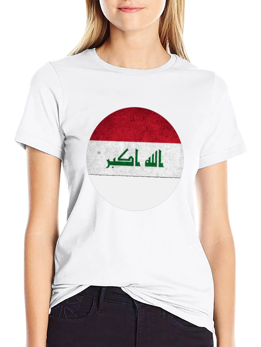 Iraq Flag Circle Graphic T-Shirt - Black
