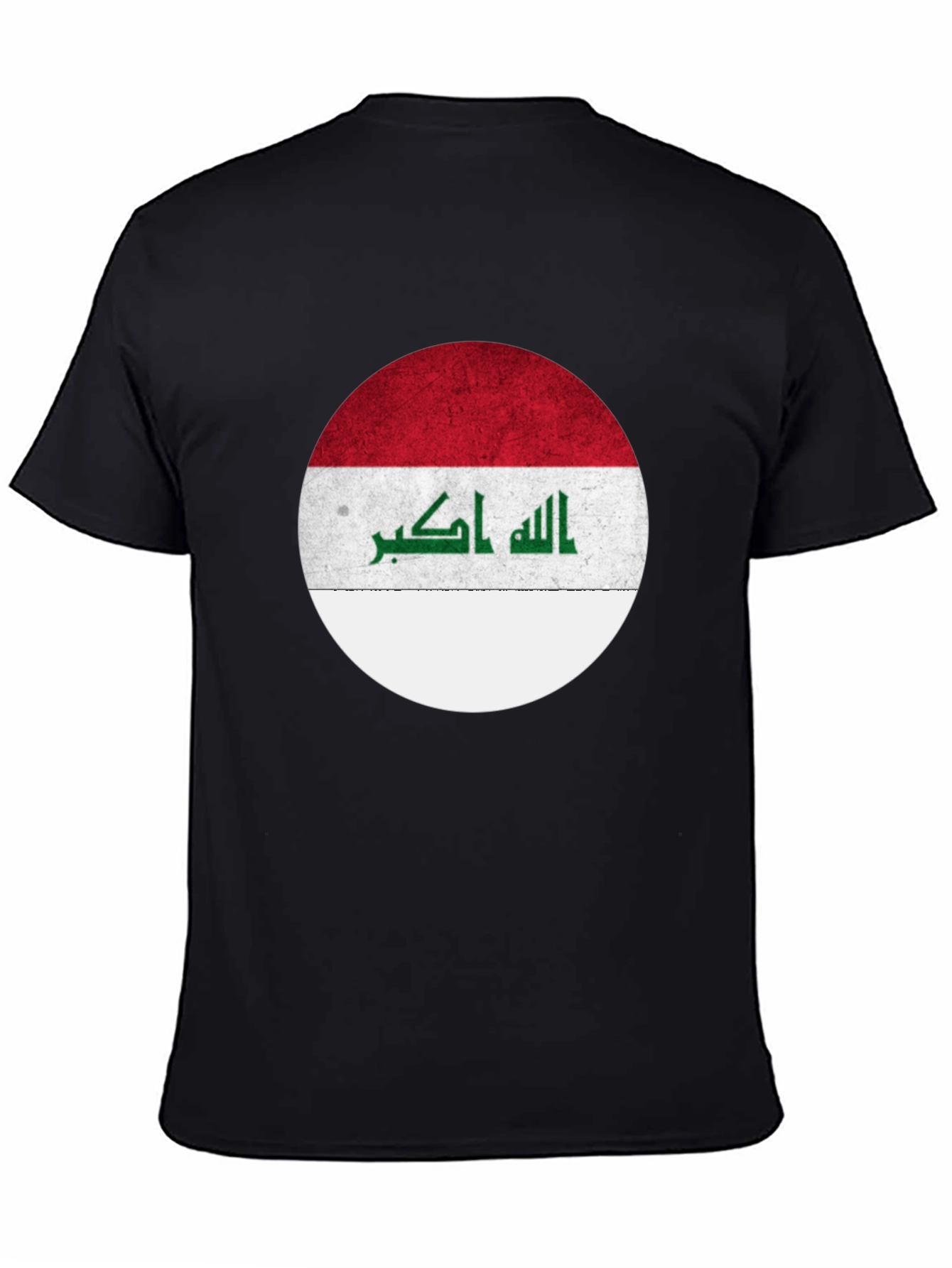 Iraq Flag Circle Graphic T-Shirt - Black
