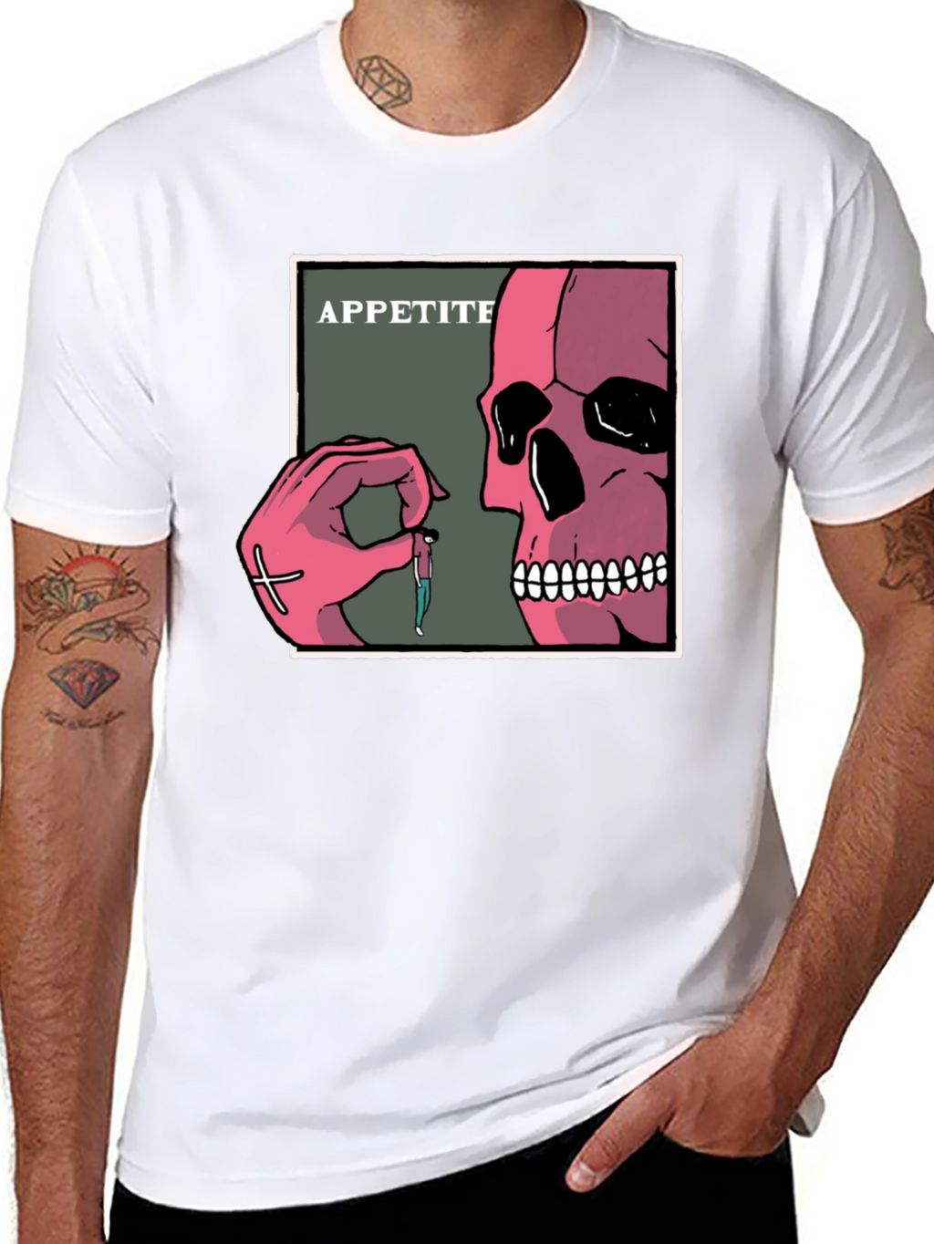 Appetite Graphic T-Shirt - Skull Hand Design
