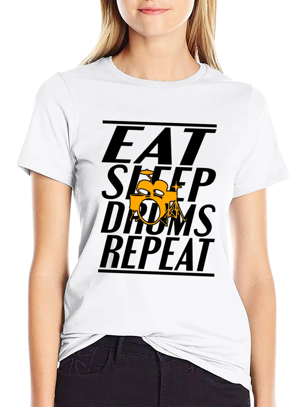 Eat Sleep Drums Repeat Black T-Shirt