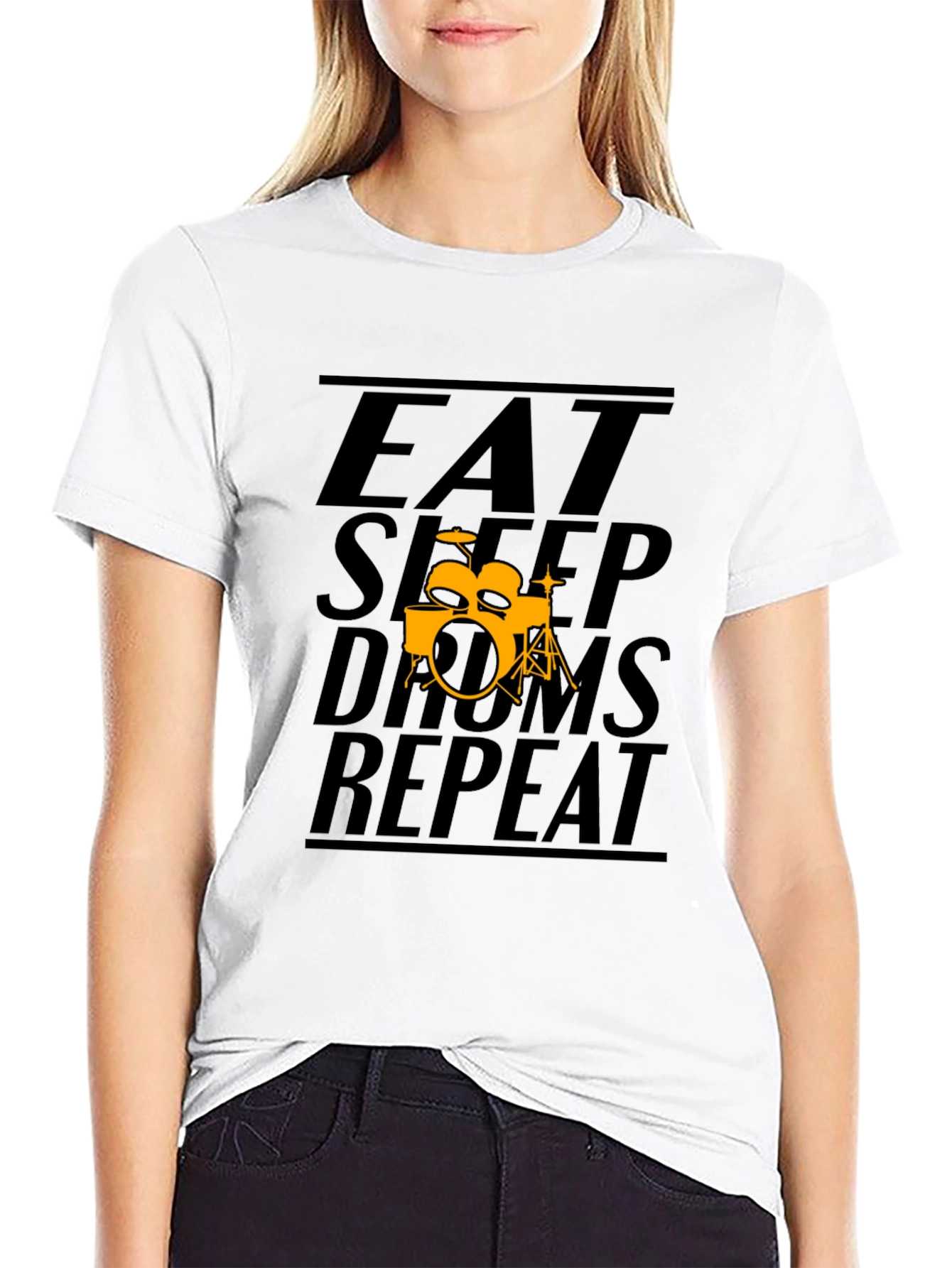 Eat Sleep Drums Repeat Black T-Shirt