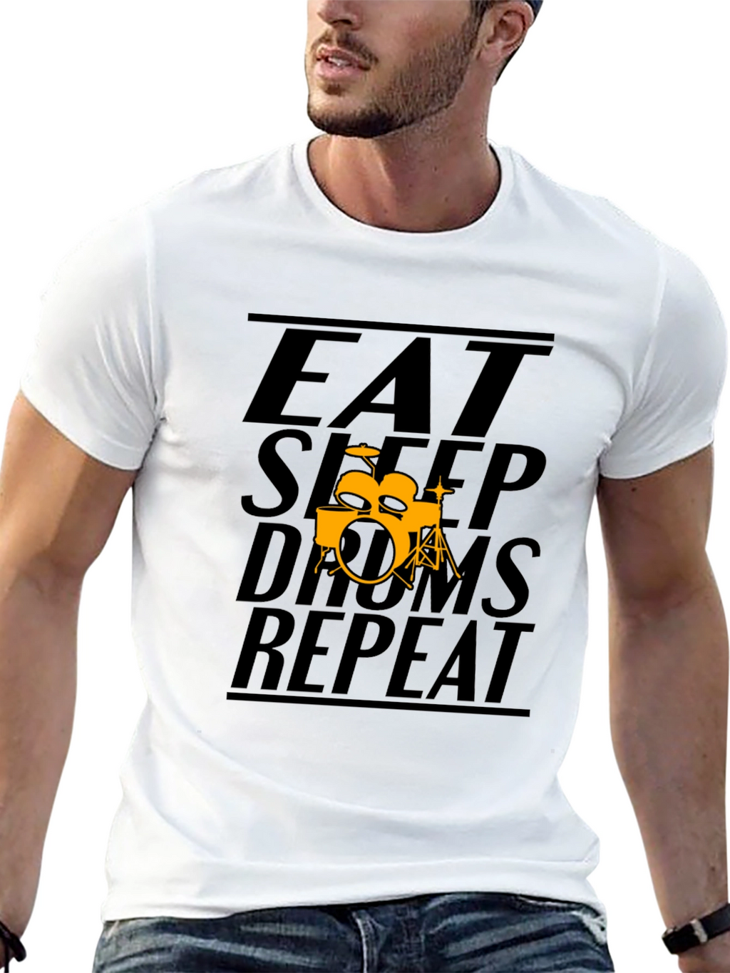 Eat Sleep Drums Repeat Black T-Shirt