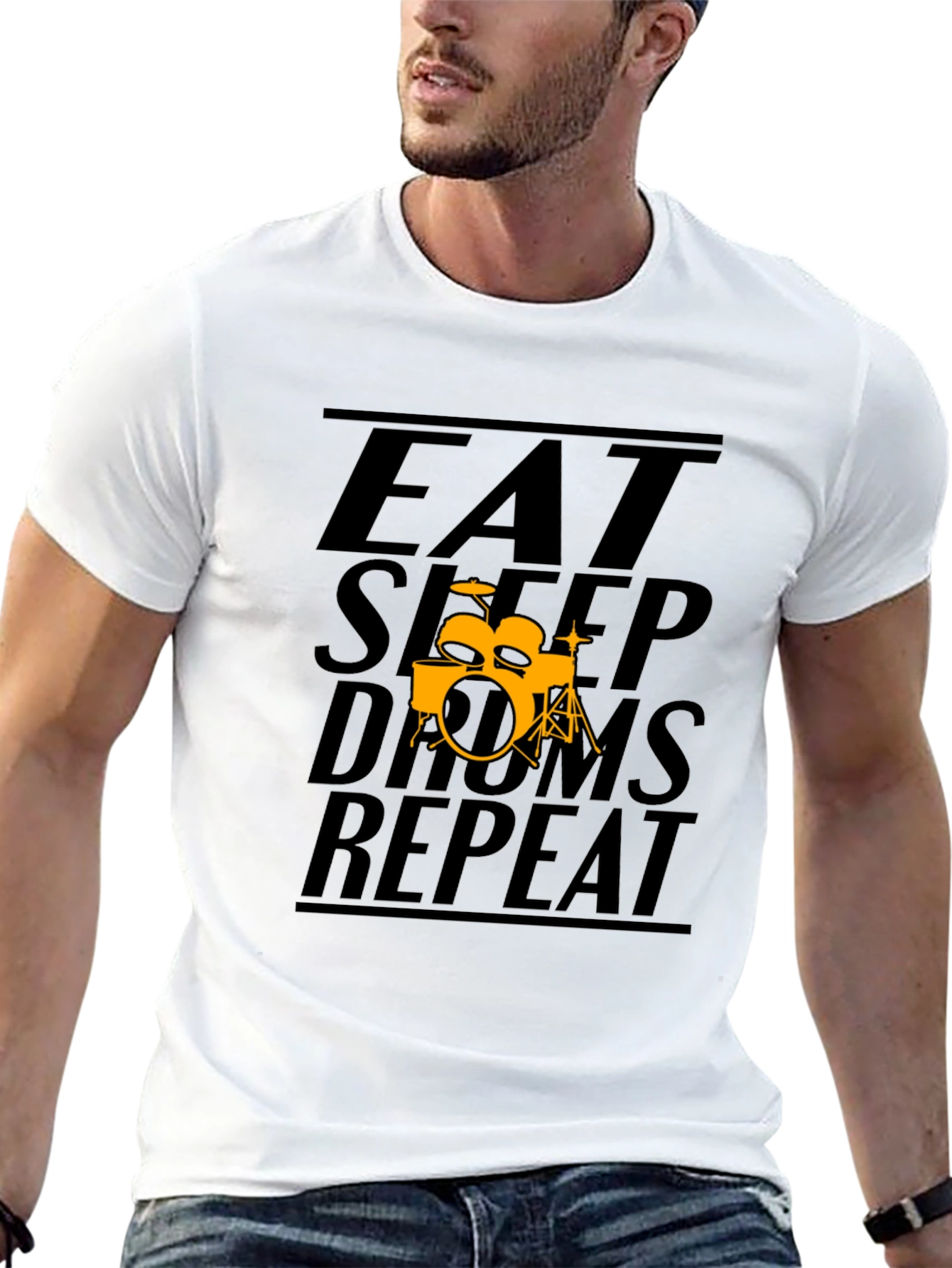Eat Sleep Drums Repeat Black T-Shirt