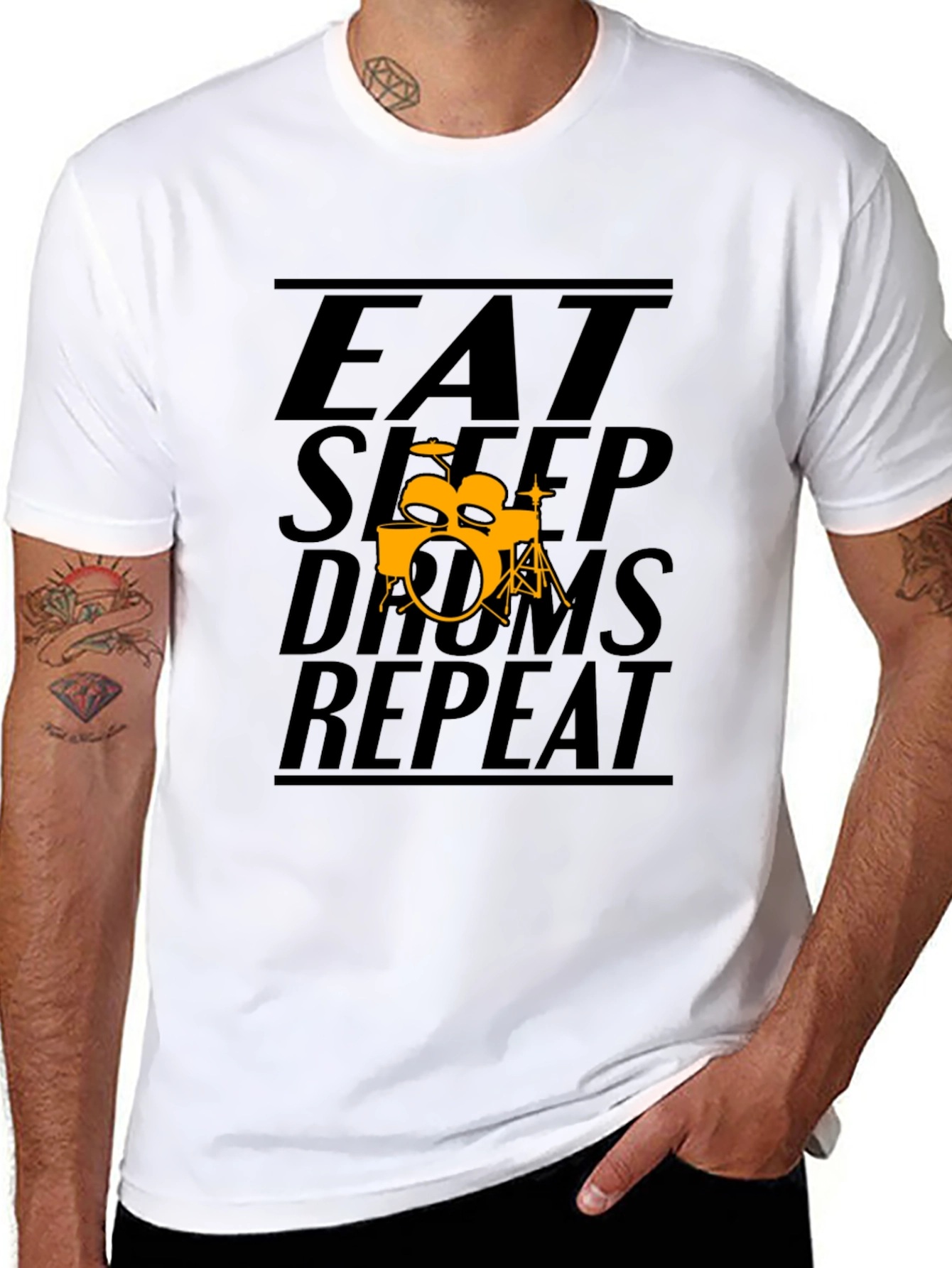 Eat Sleep Drums Repeat Black T-Shirt