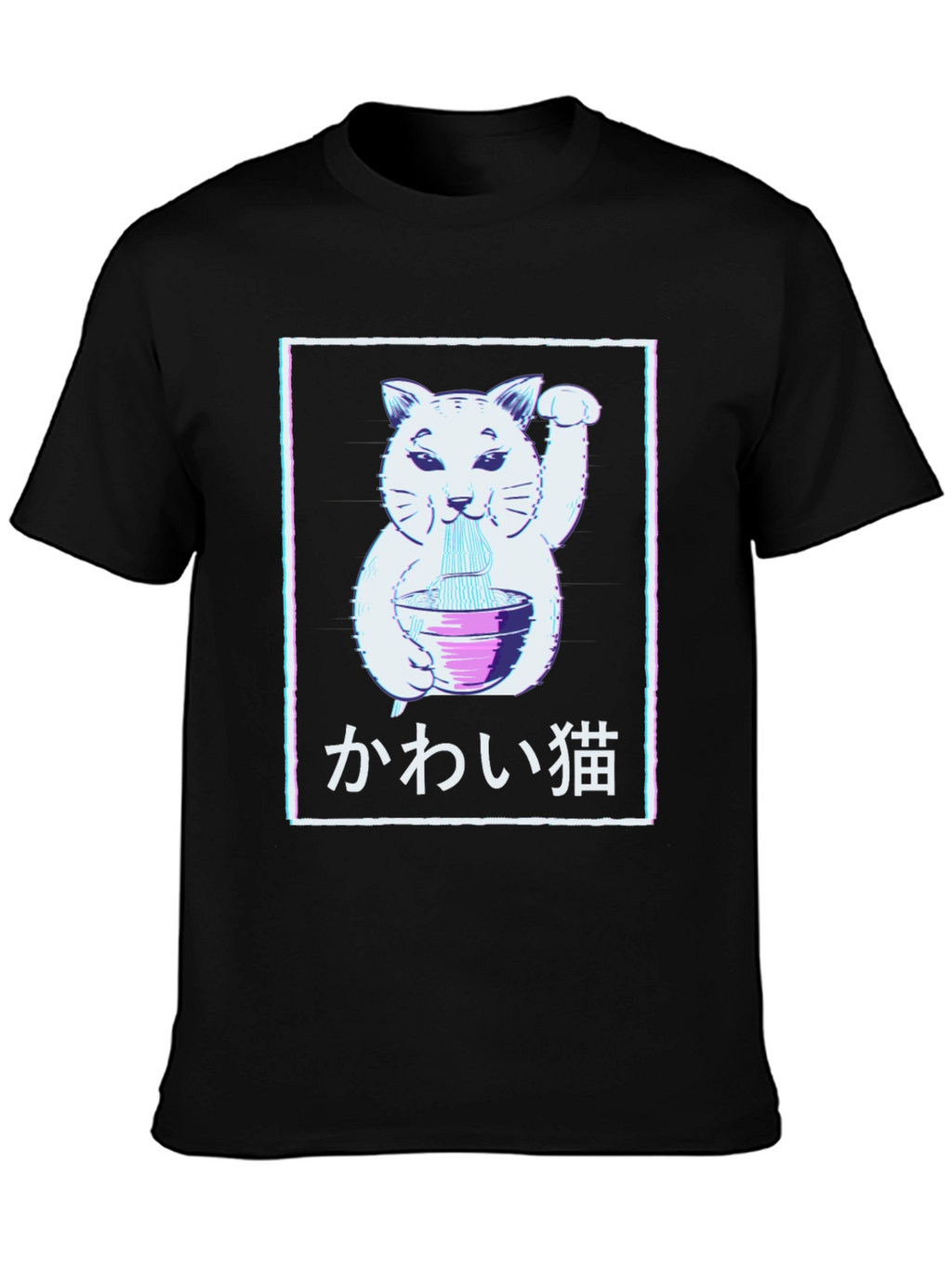 Kawaii Cat Ramen T-Shirt - Lucky Cat Noodle Tee