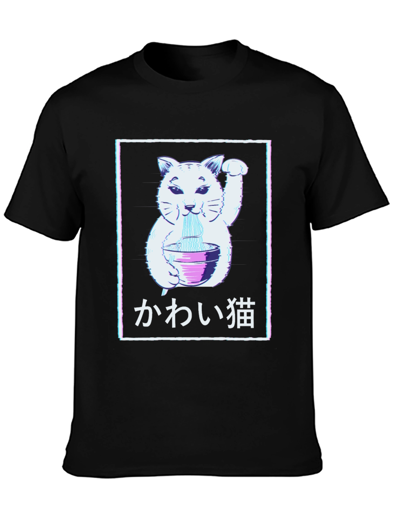 Kawaii Cat Ramen T-Shirt - Lucky Cat Noodle Tee