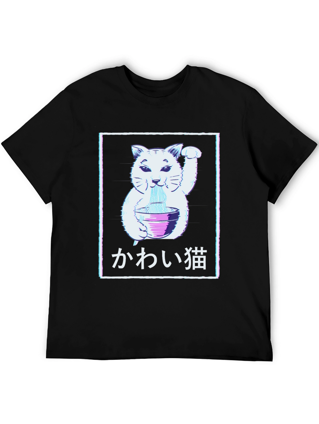 Kawaii Cat Ramen T-Shirt - Lucky Cat Noodle Tee