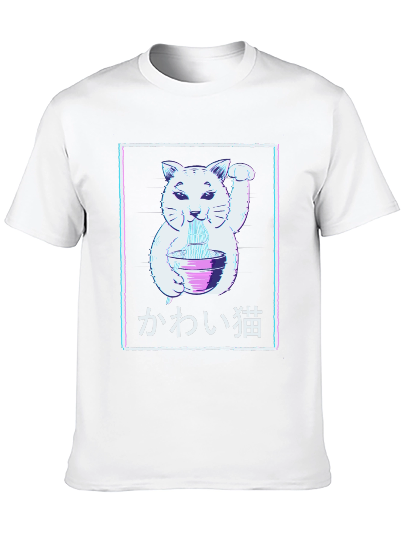 Kawaii Cat Ramen T-Shirt - Lucky Cat Noodle Tee