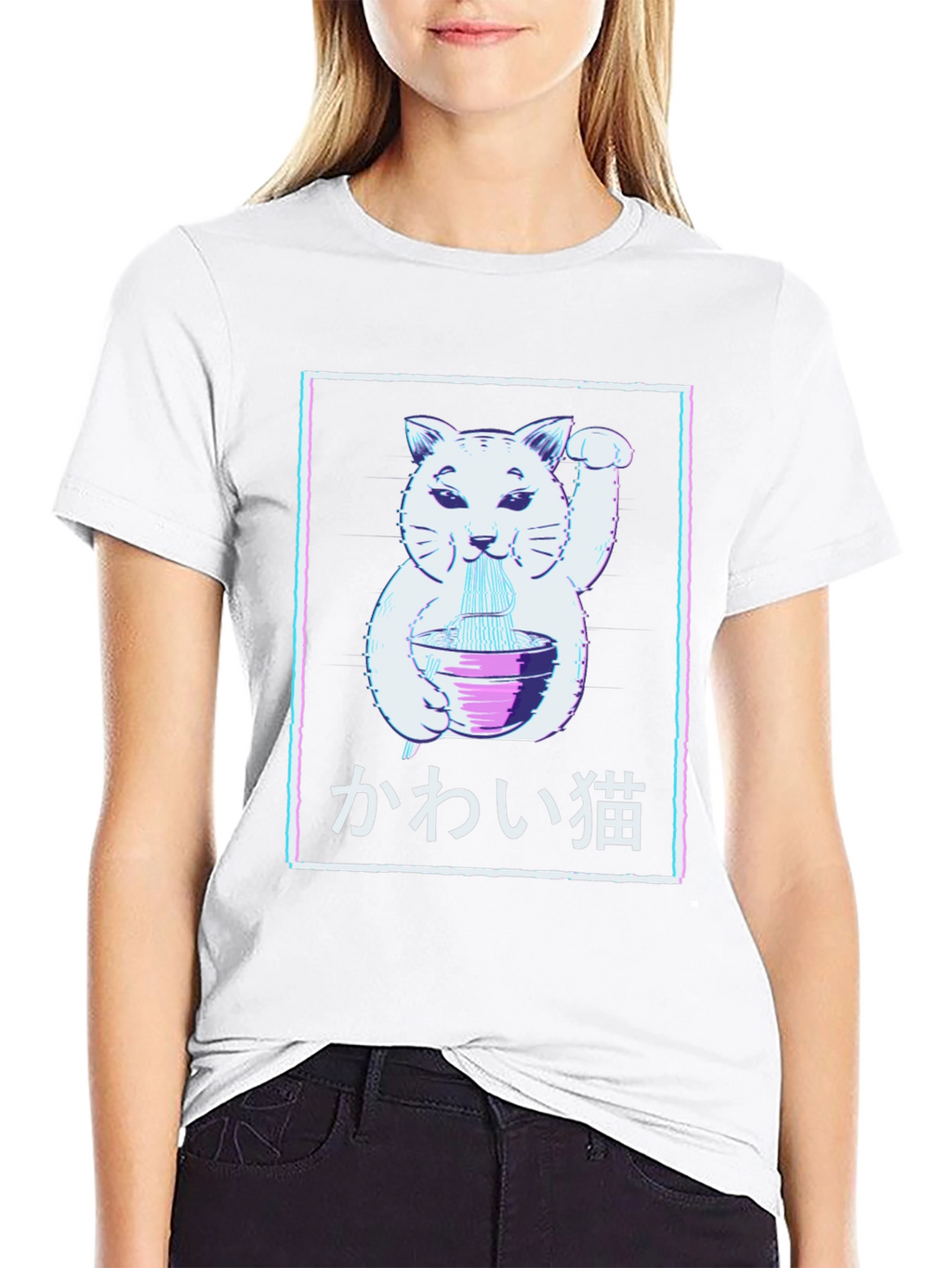 Kawaii Cat Ramen T-Shirt - Lucky Cat Noodle Tee