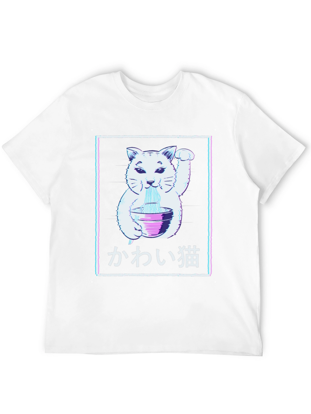 Kawaii Cat Ramen T-Shirt - Lucky Cat Noodle Tee