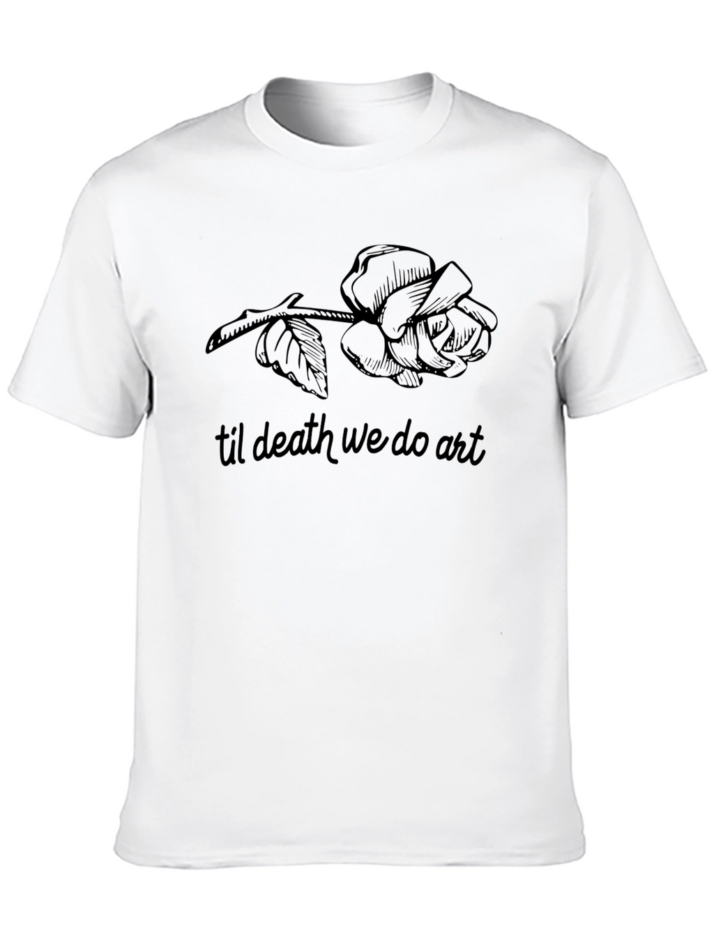 Til Death We Do Art Black Rose Graphic T-Shirt