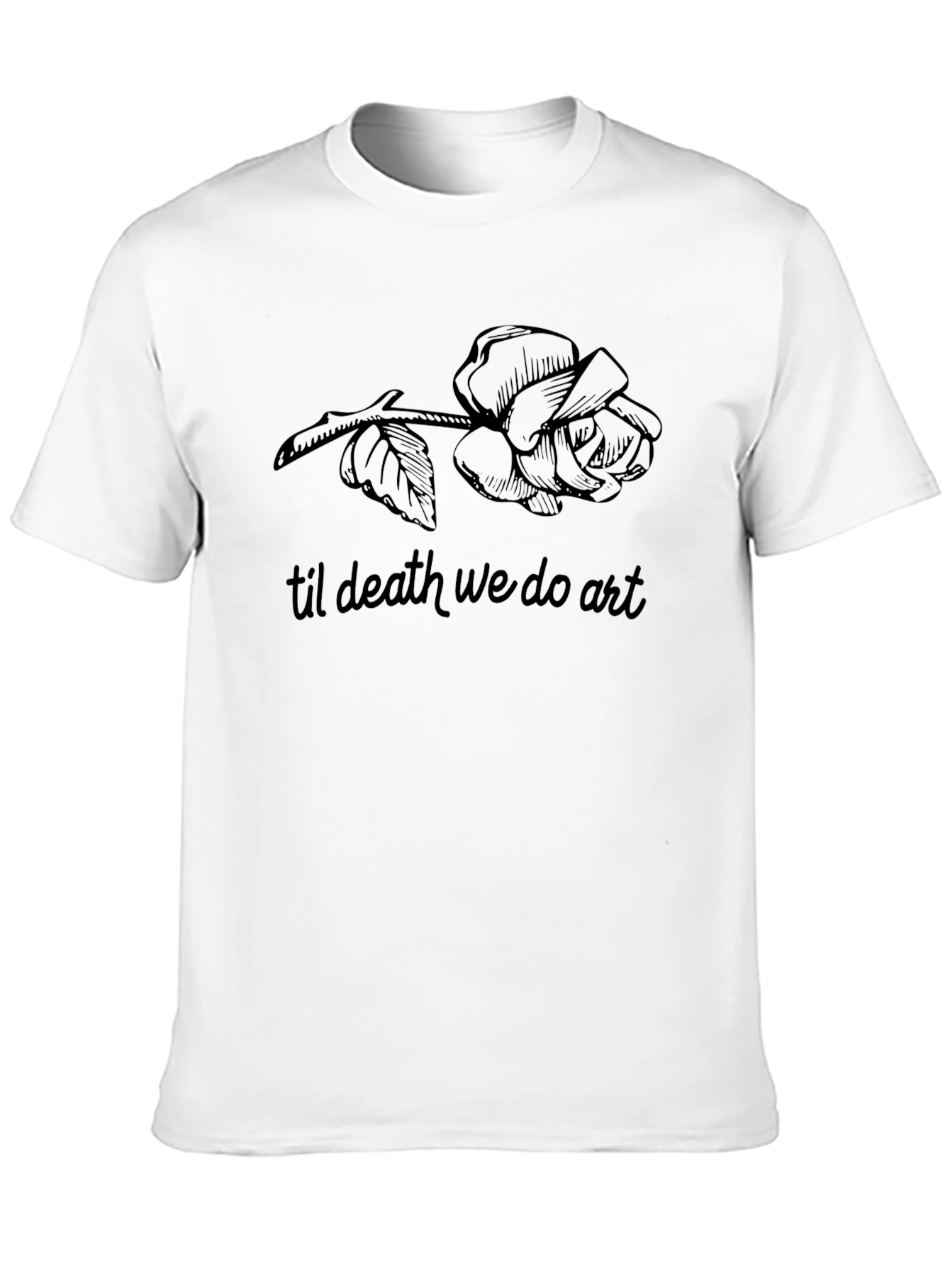 Til Death We Do Art Black Rose Graphic T-Shirt