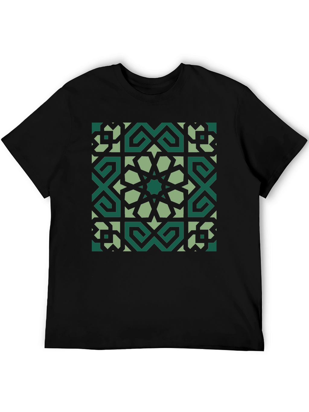Geometric Pattern Graphic Tee - Black