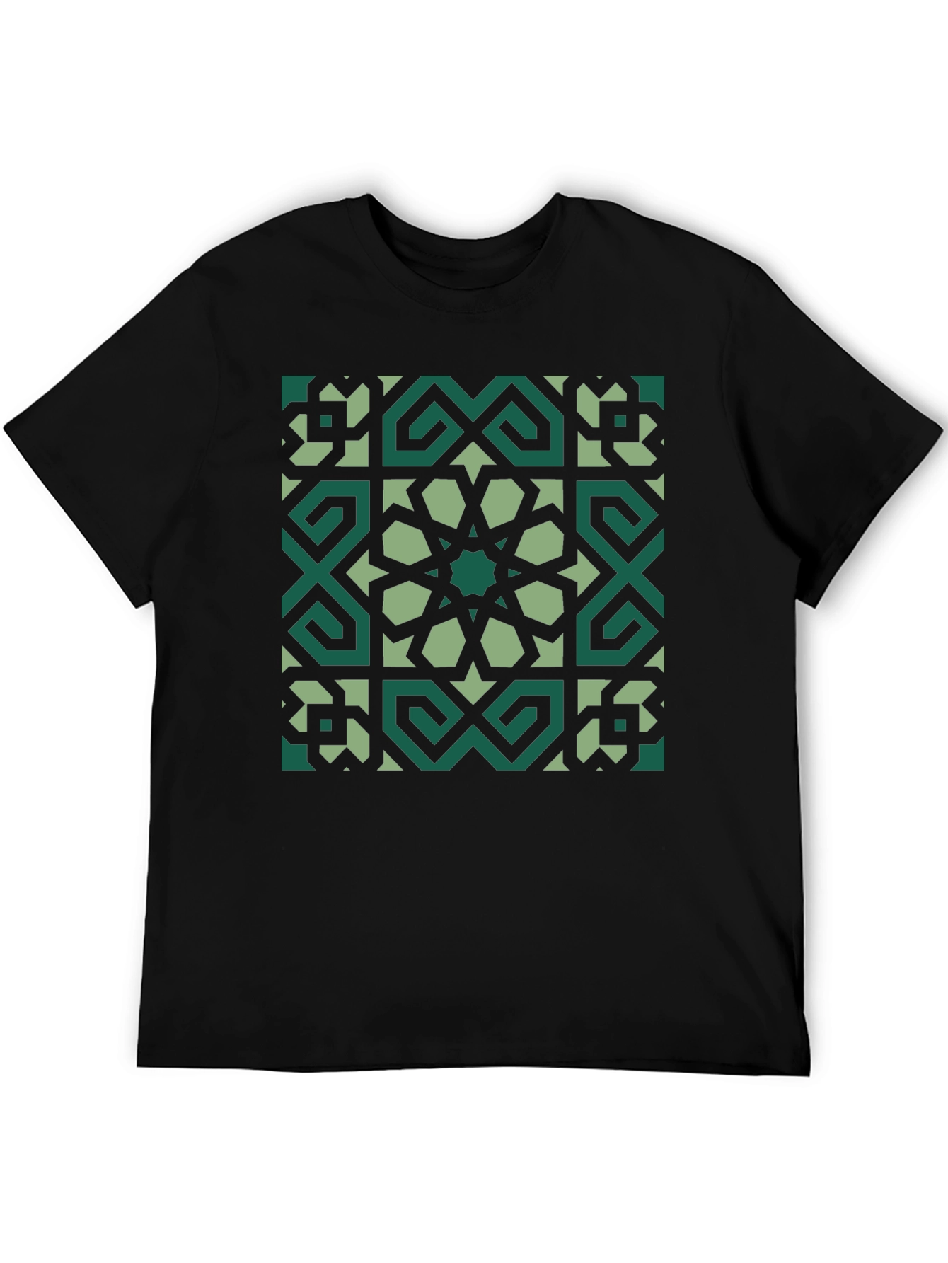 Geometric Pattern Graphic Tee - Black