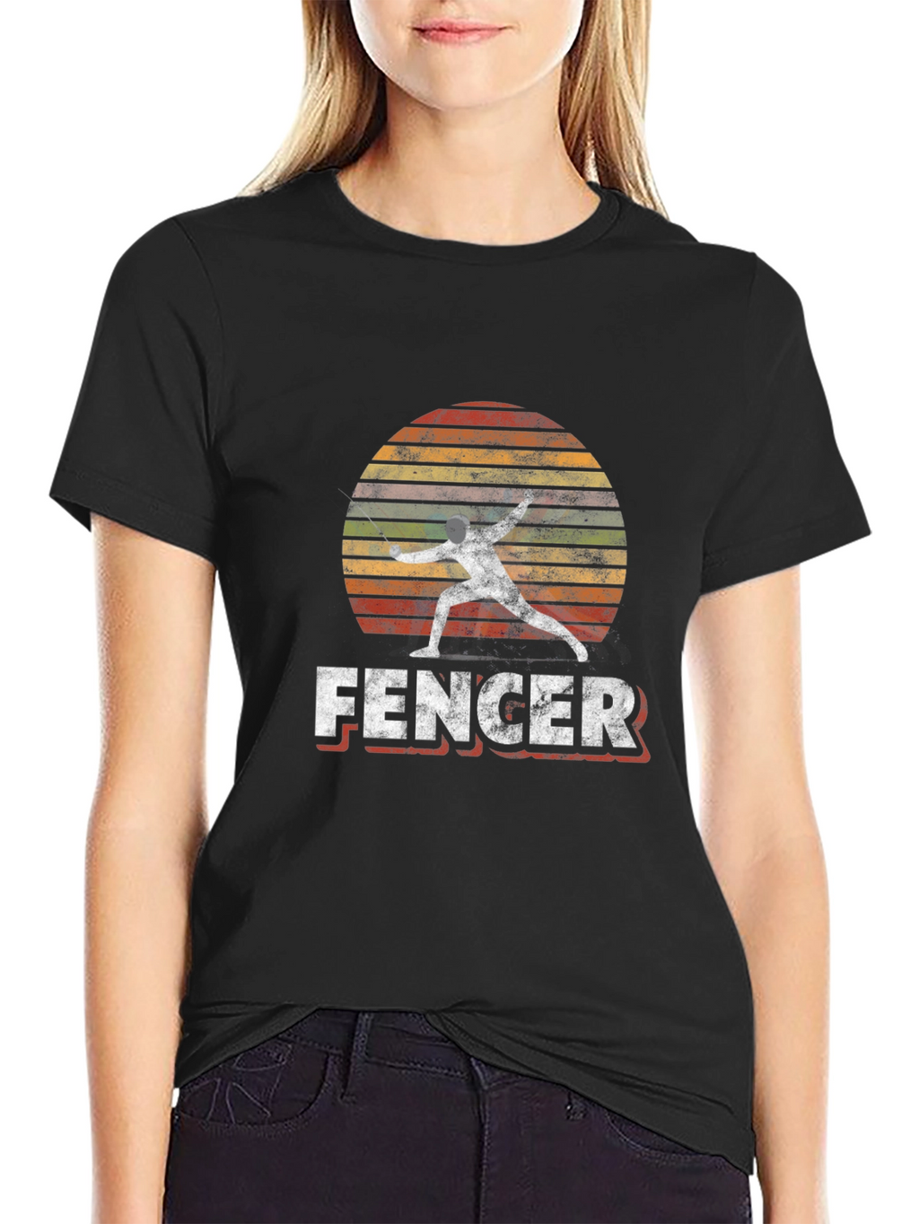 Fencer Retro Sunset Graphic T-Shirt