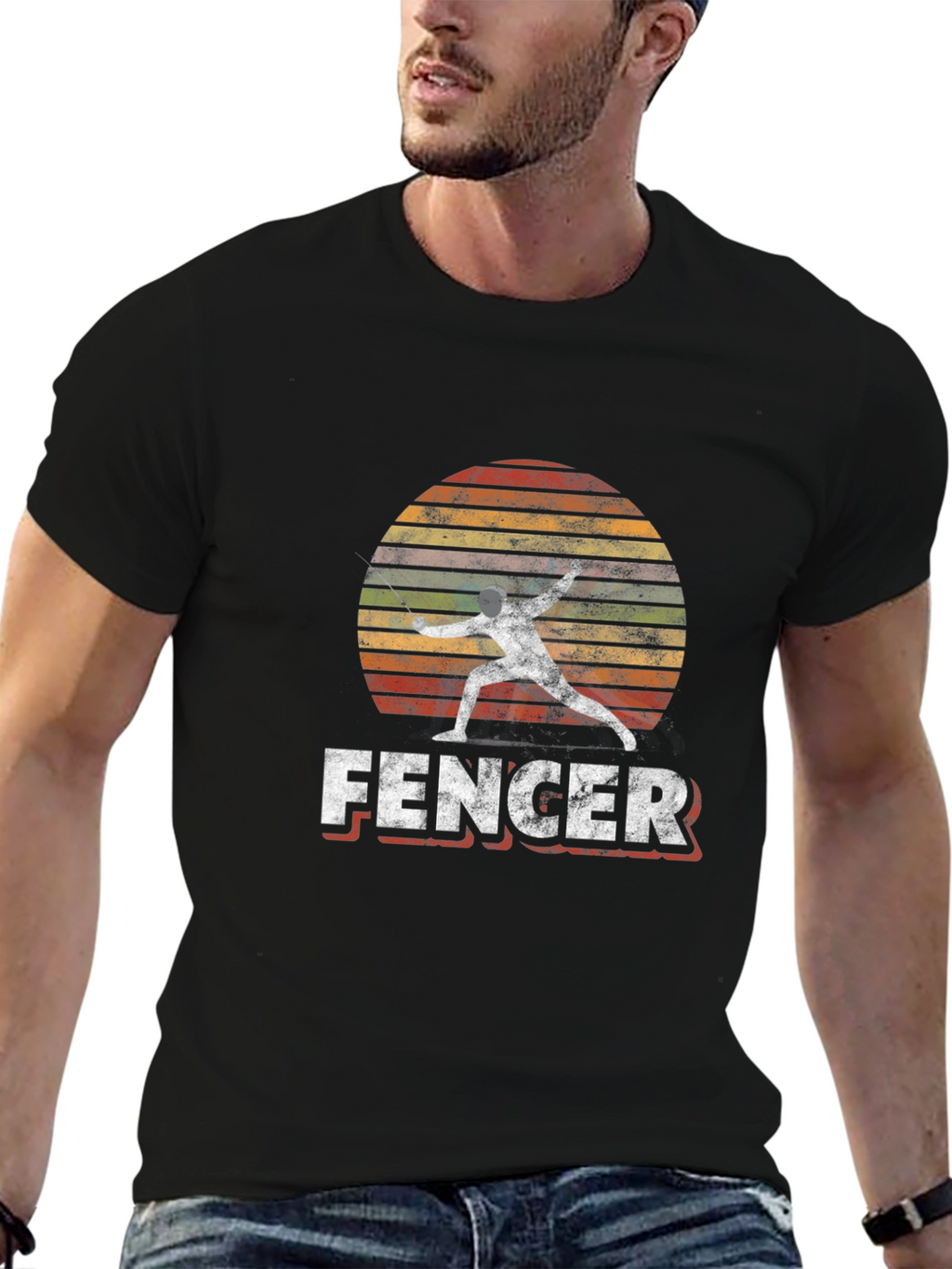 Fencer Retro Sunset Graphic T-Shirt