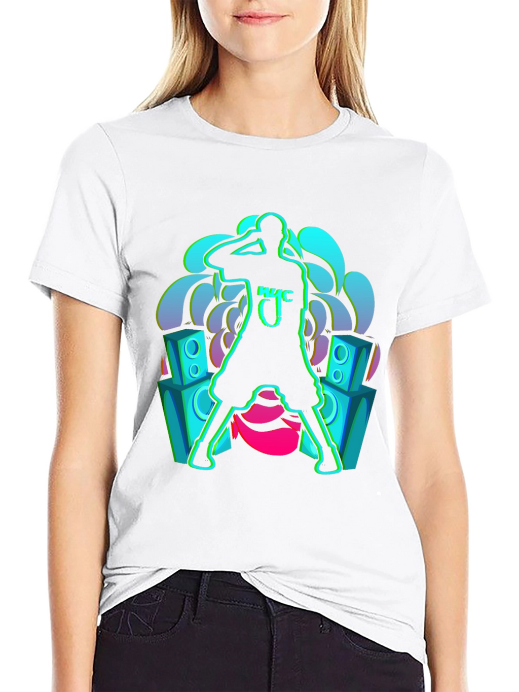 Neon Music Graphic Black T-Shirt