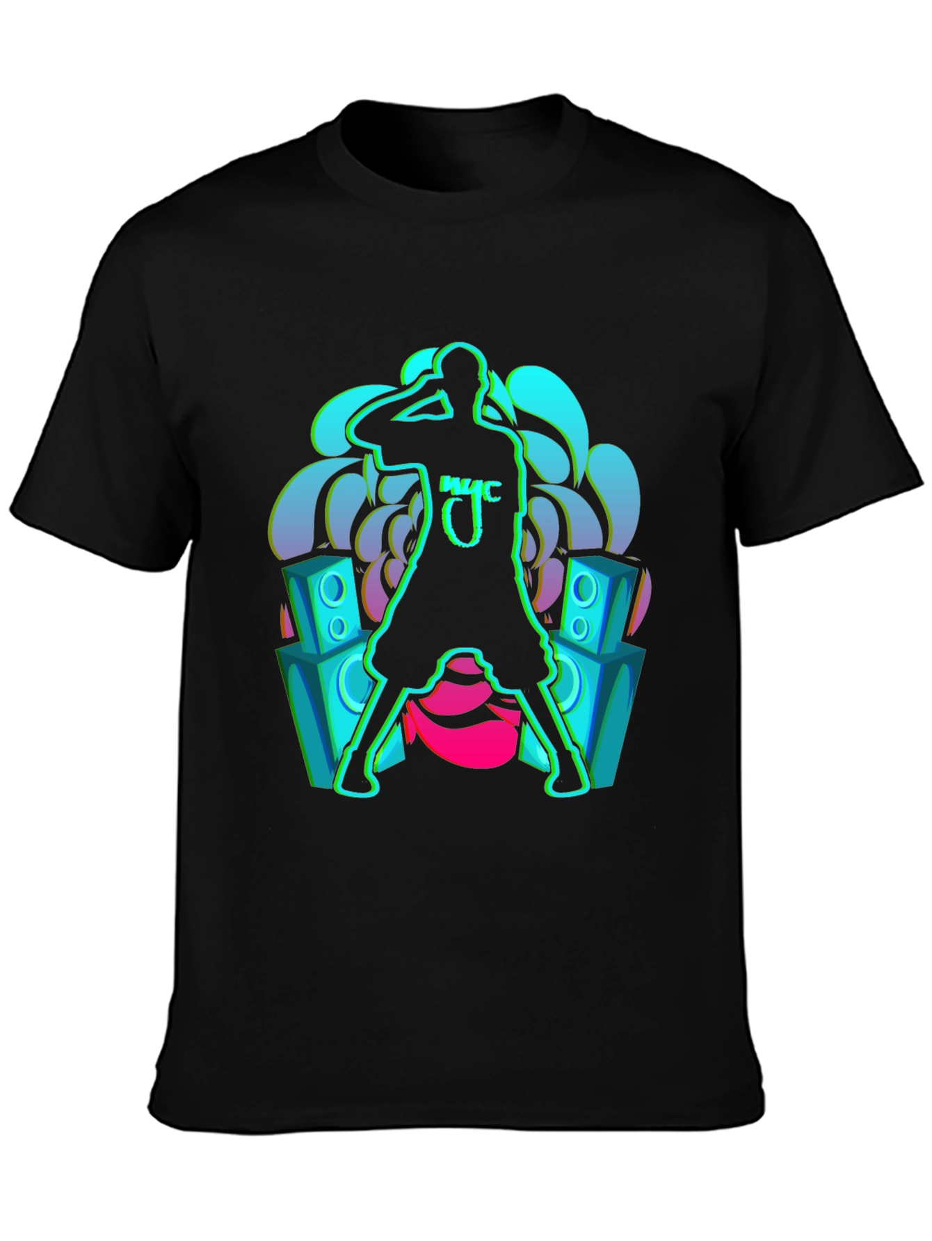 Neon Music Graphic Black T-Shirt