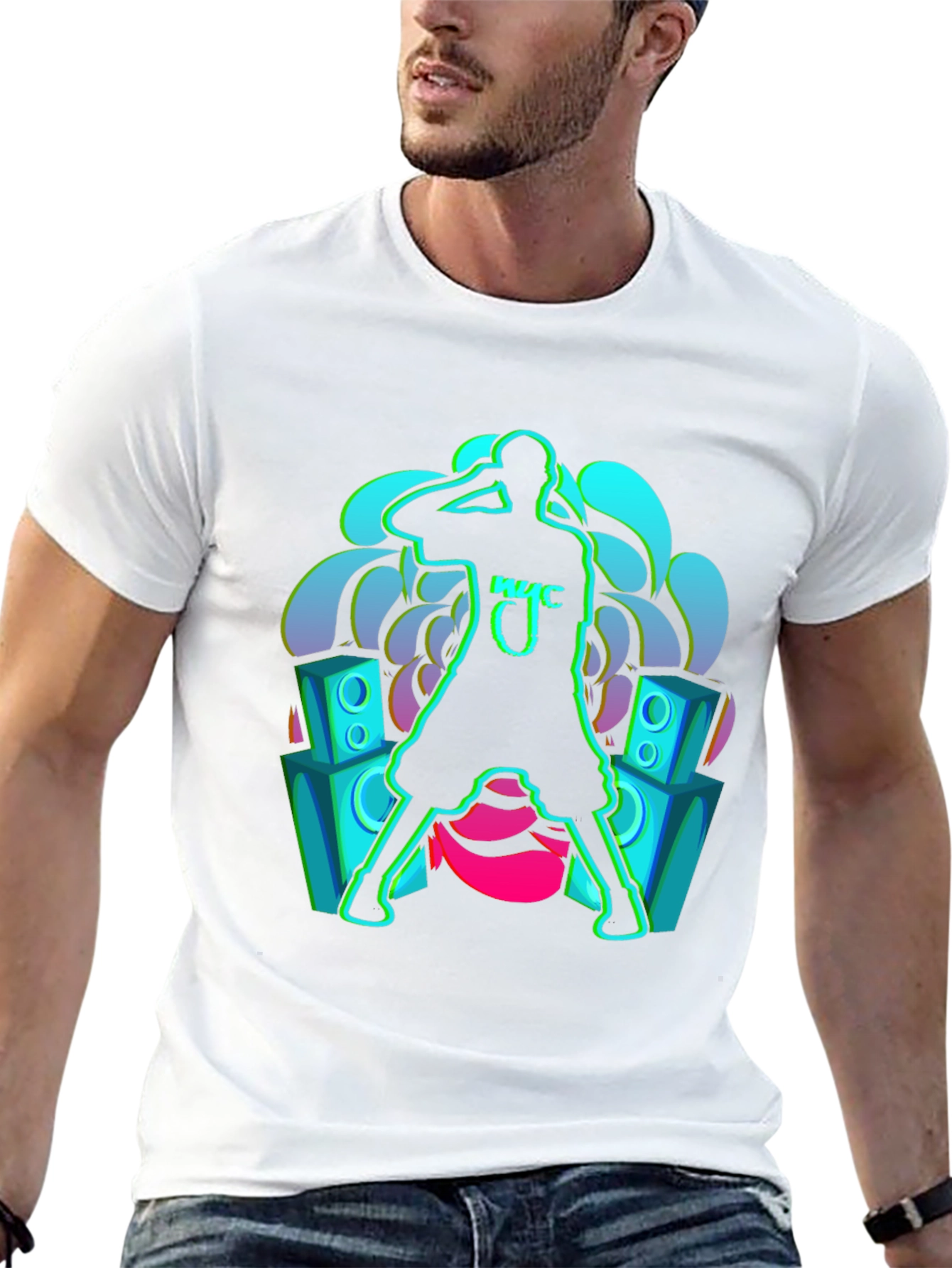 Neon Music Graphic Black T-Shirt