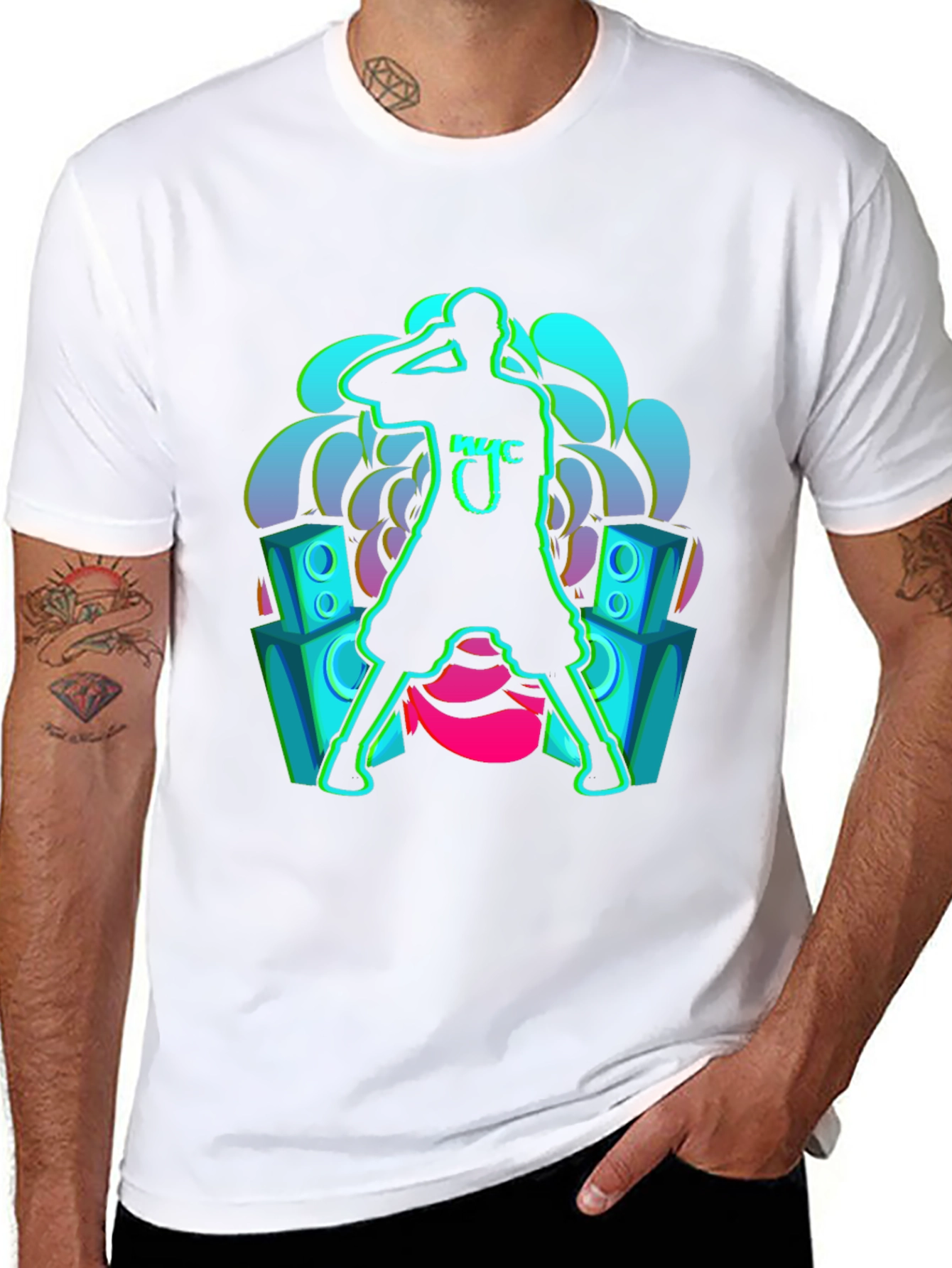 Neon Music Graphic Black T-Shirt