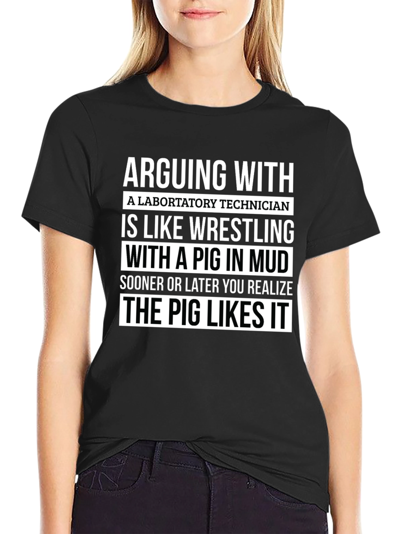 Arguing With Lab Tech Pig Likes It T-Shirt