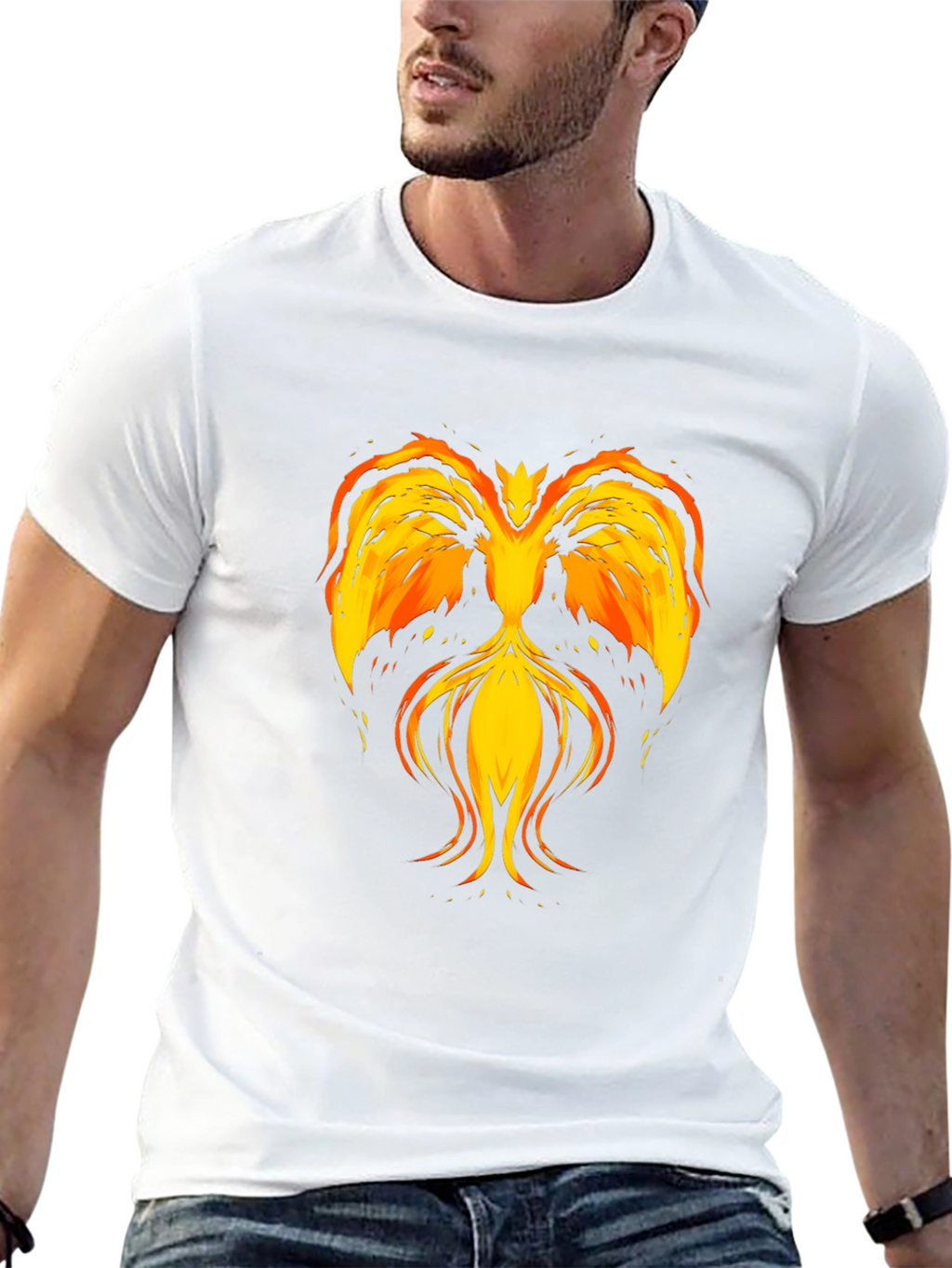 Fiery Phoenix Graphic T-Shirt - Black