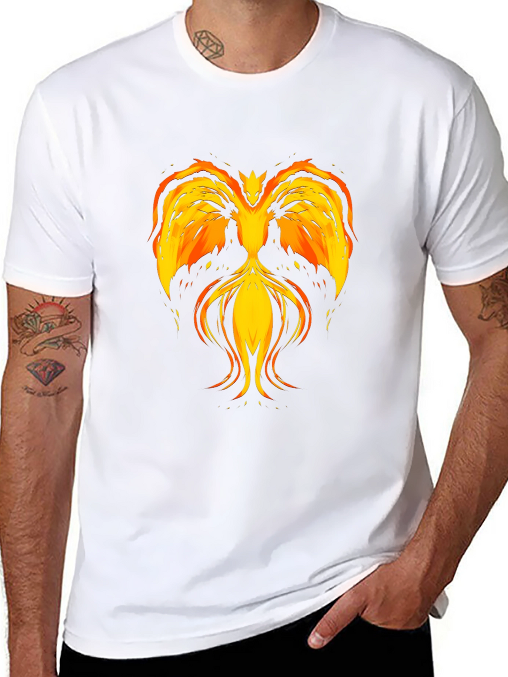Fiery Phoenix Graphic T-Shirt - Black