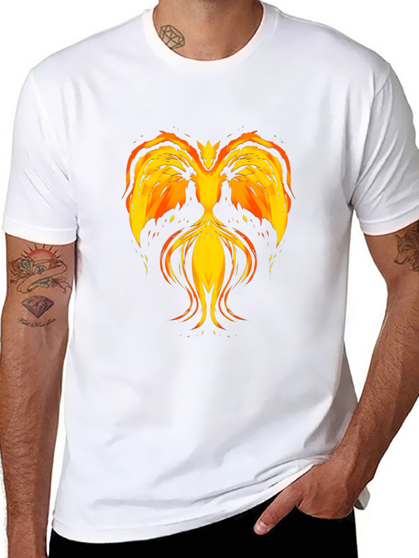 Fiery Phoenix Graphic T-Shirt - Black