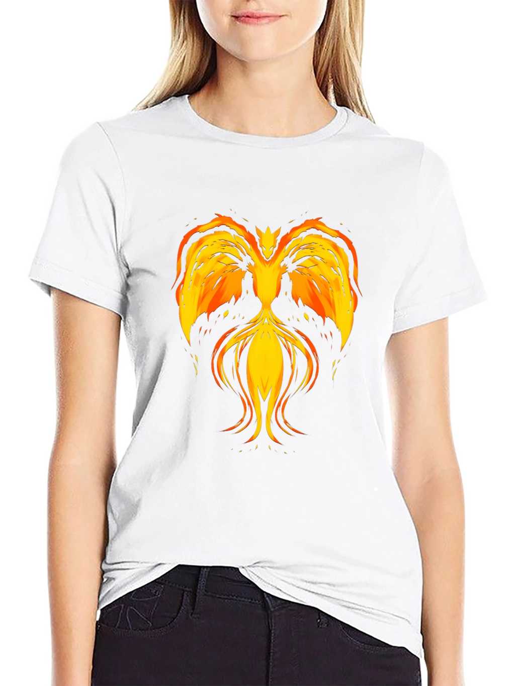 Fiery Phoenix Graphic T-Shirt - Black