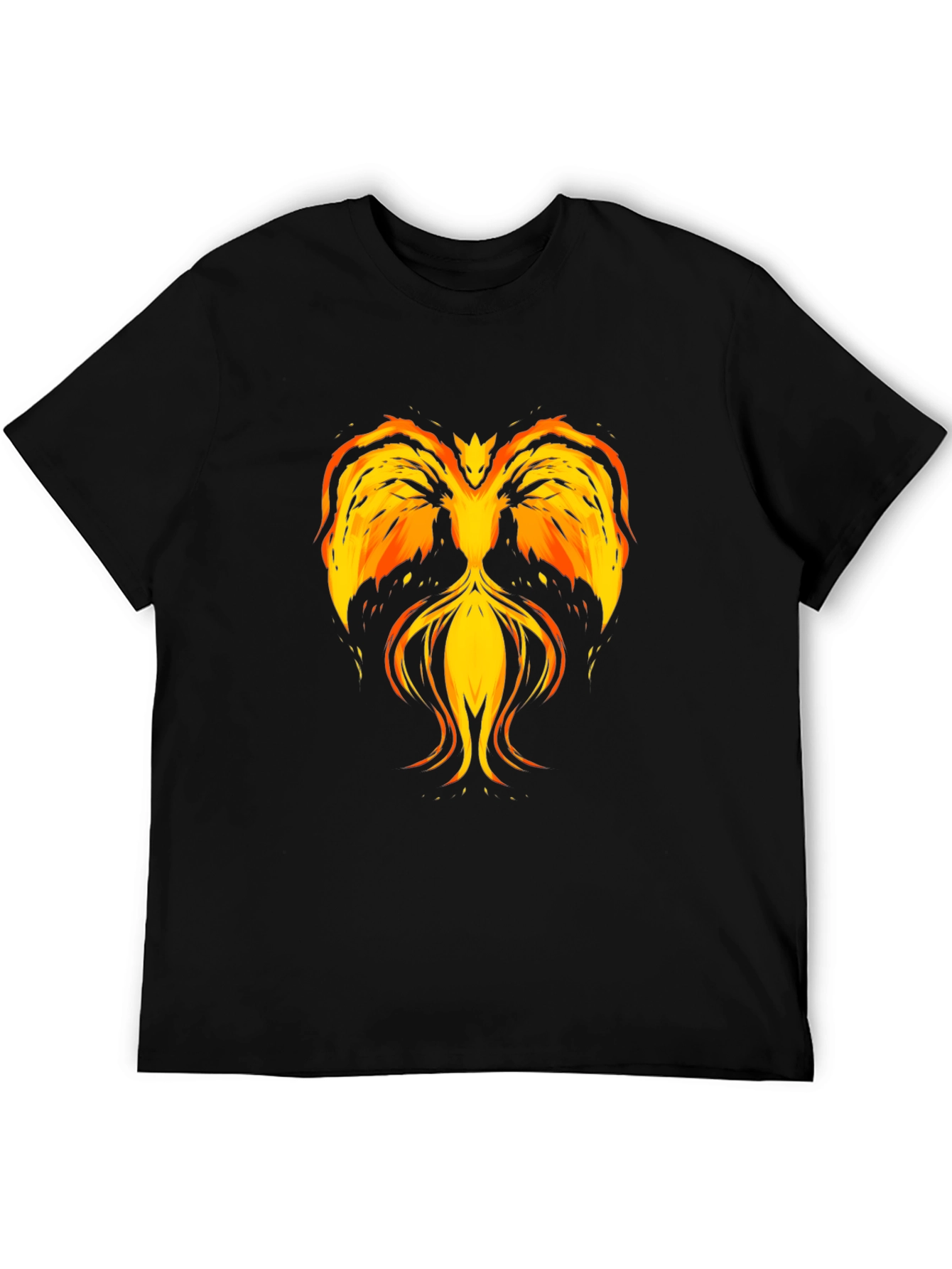 Fiery Phoenix Graphic T-Shirt - Black