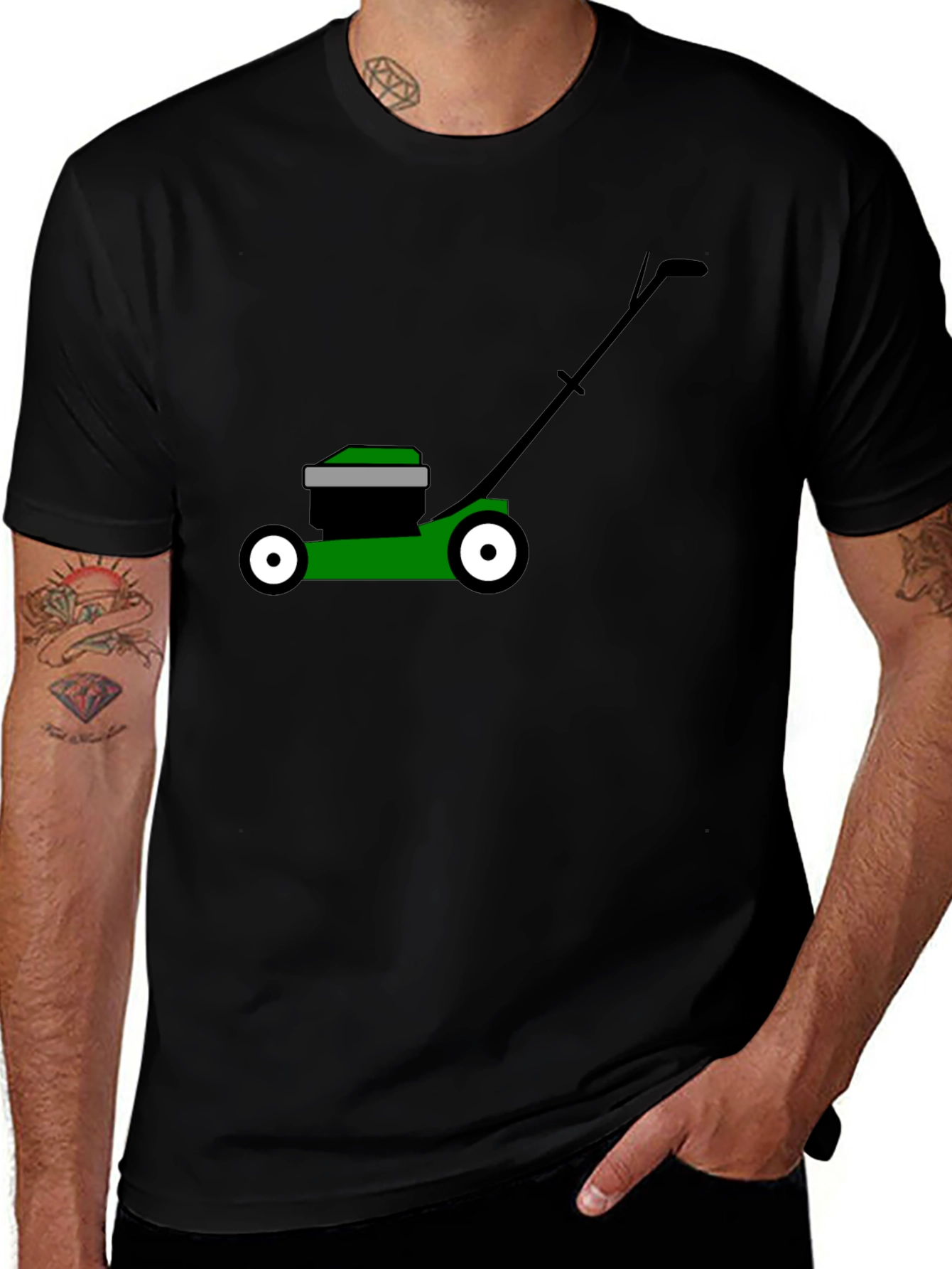 Lawn Mower Graphic Tee - Black Cotton T-Shirt