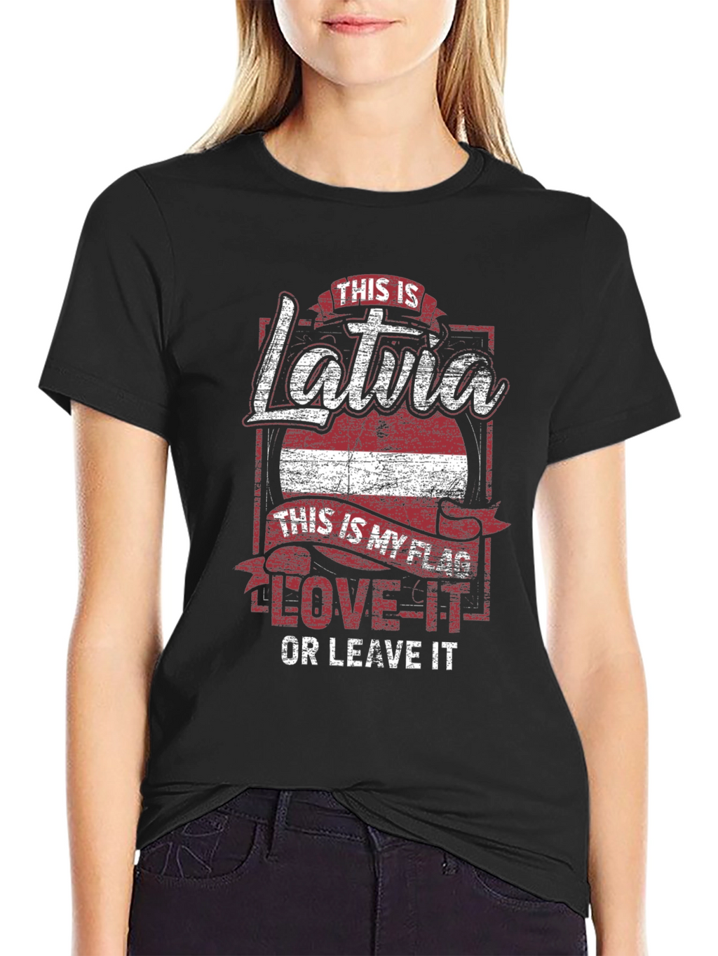 Latvia Flag T-Shirt Love It or Leave It