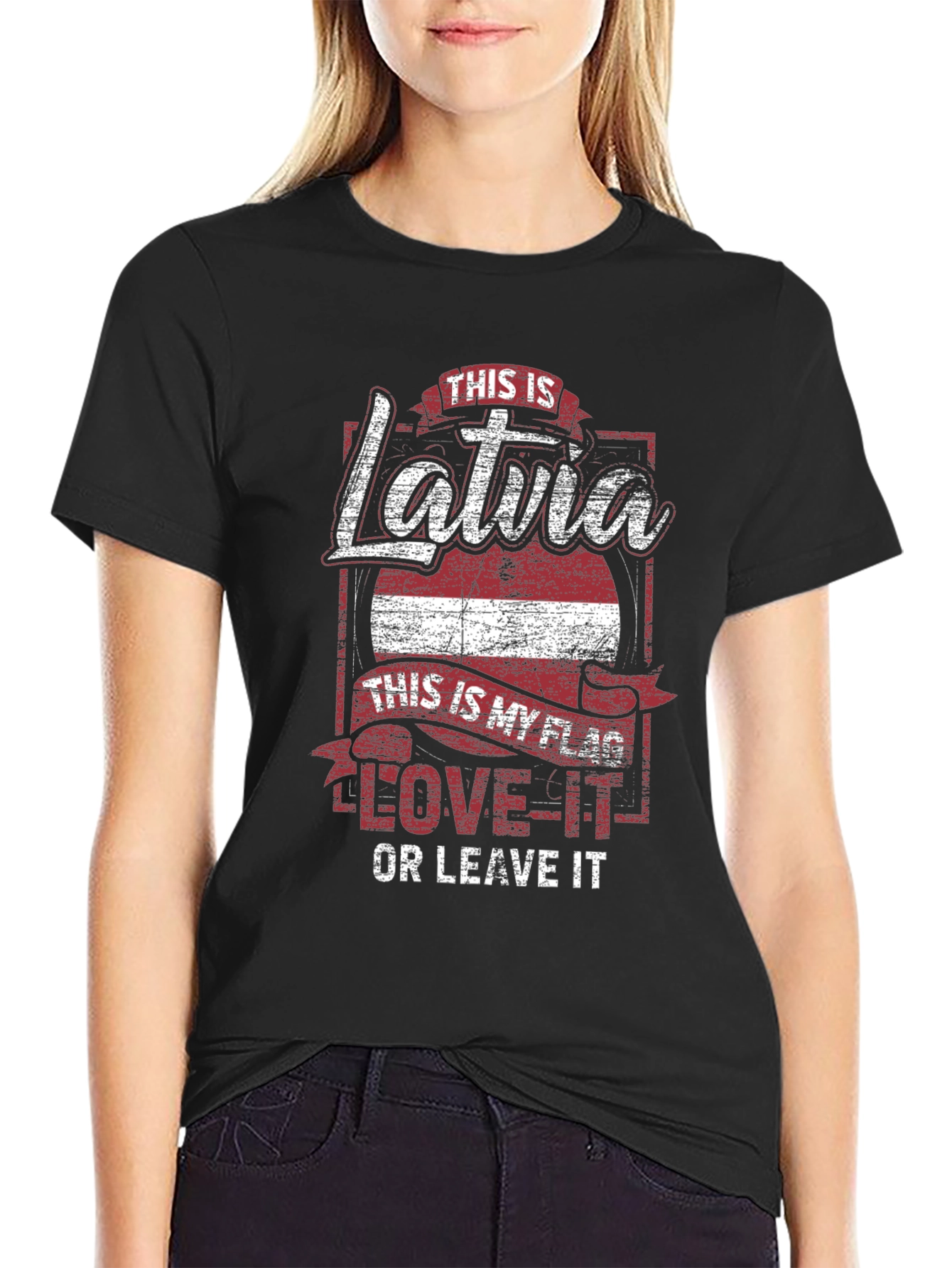 Latvia Flag T-Shirt Love It or Leave It