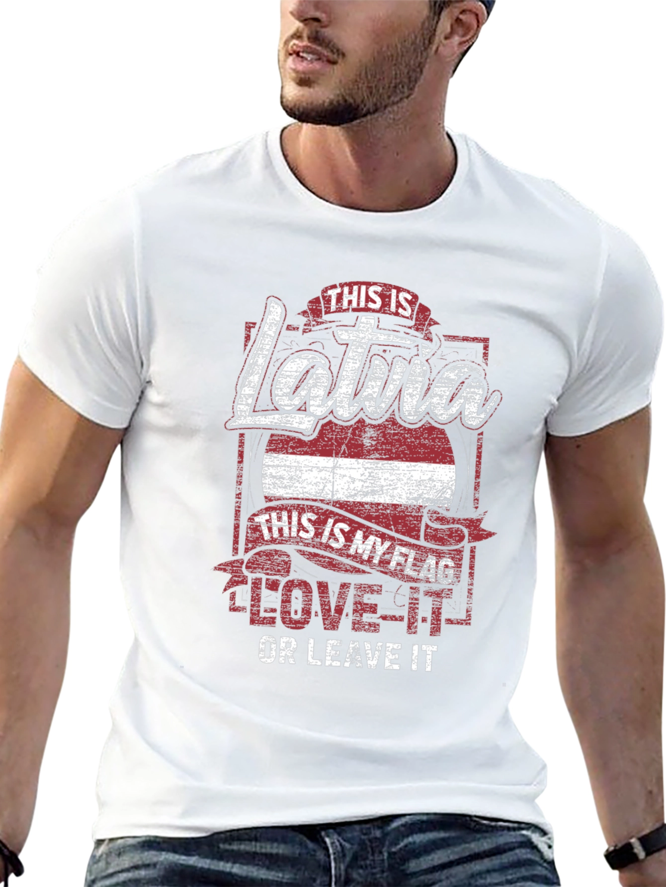 Latvia Flag T-Shirt Love It or Leave It