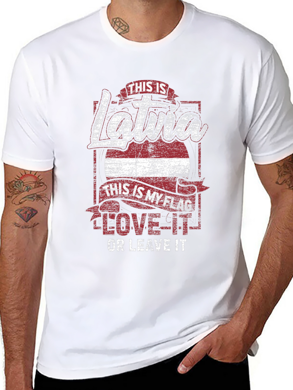 Latvia Flag T-Shirt Love It or Leave It