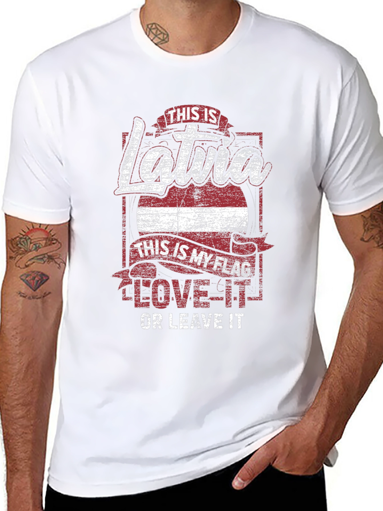 Latvia Flag T-Shirt Love It or Leave It