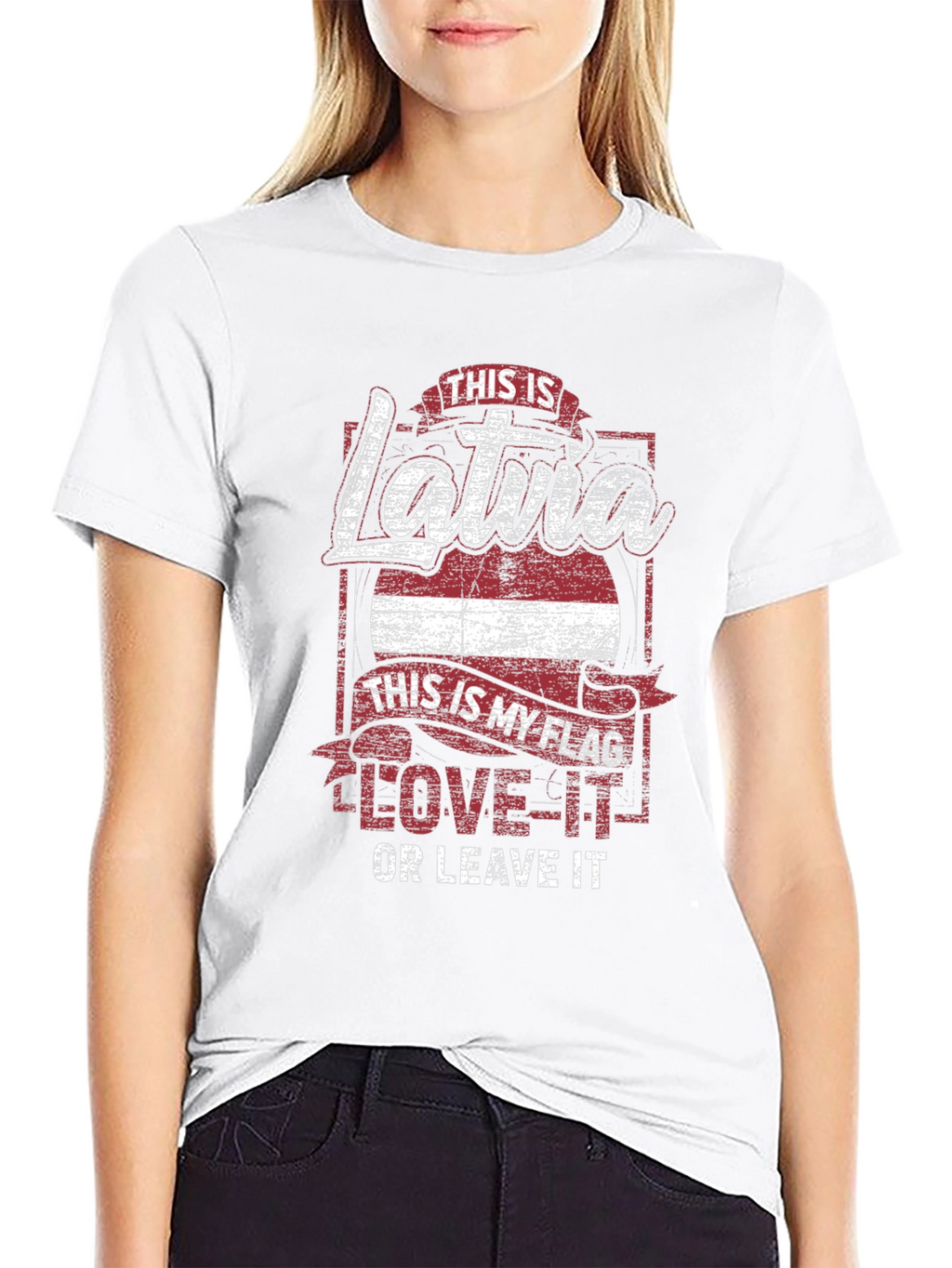 Latvia Flag T-Shirt Love It or Leave It