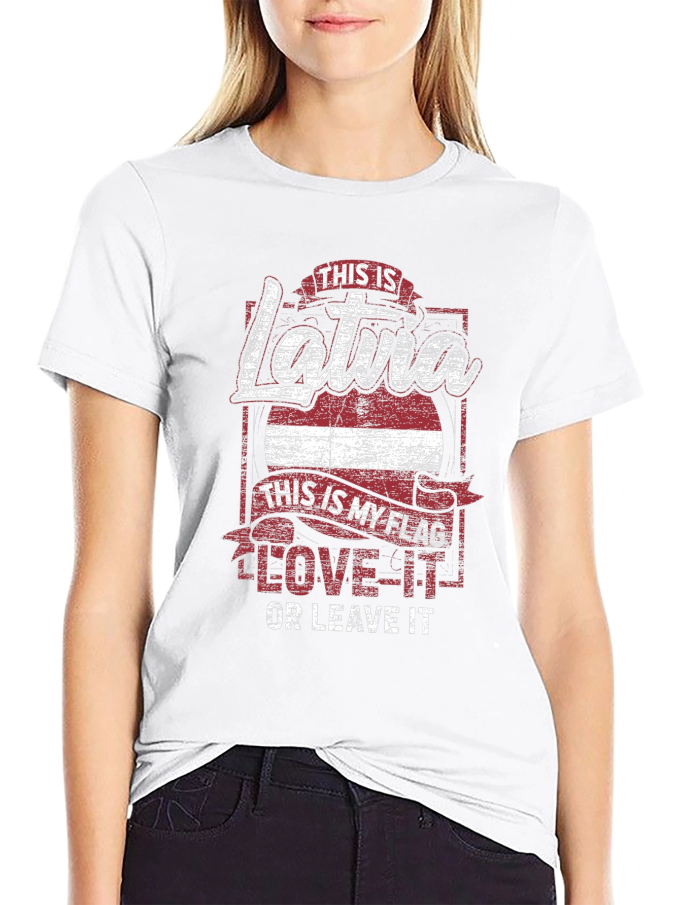 Latvia Flag T-Shirt Love It or Leave It