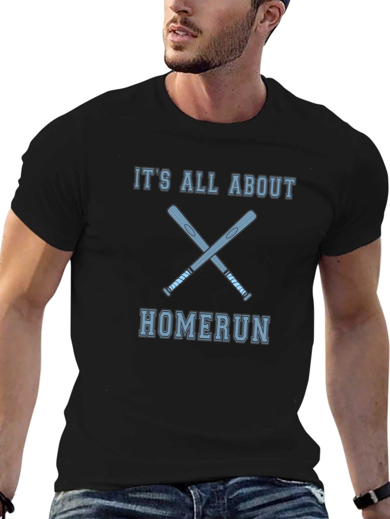 Homerun Baseball T-Shirt - Black Cotton Tee