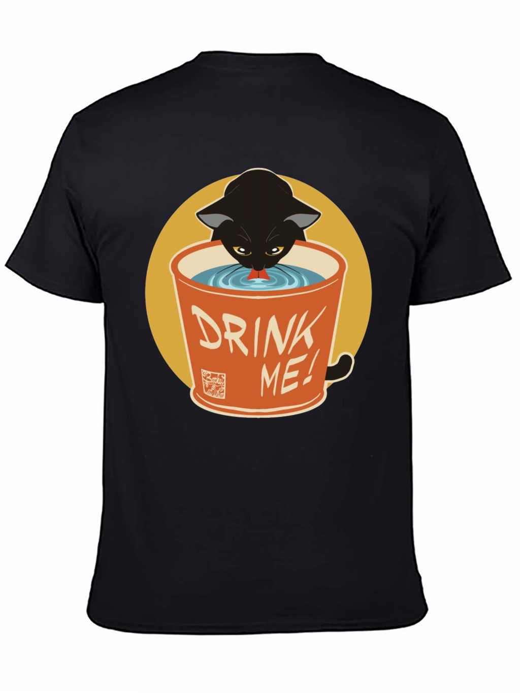 Black Cat Drink Me Graphic T-Shirt