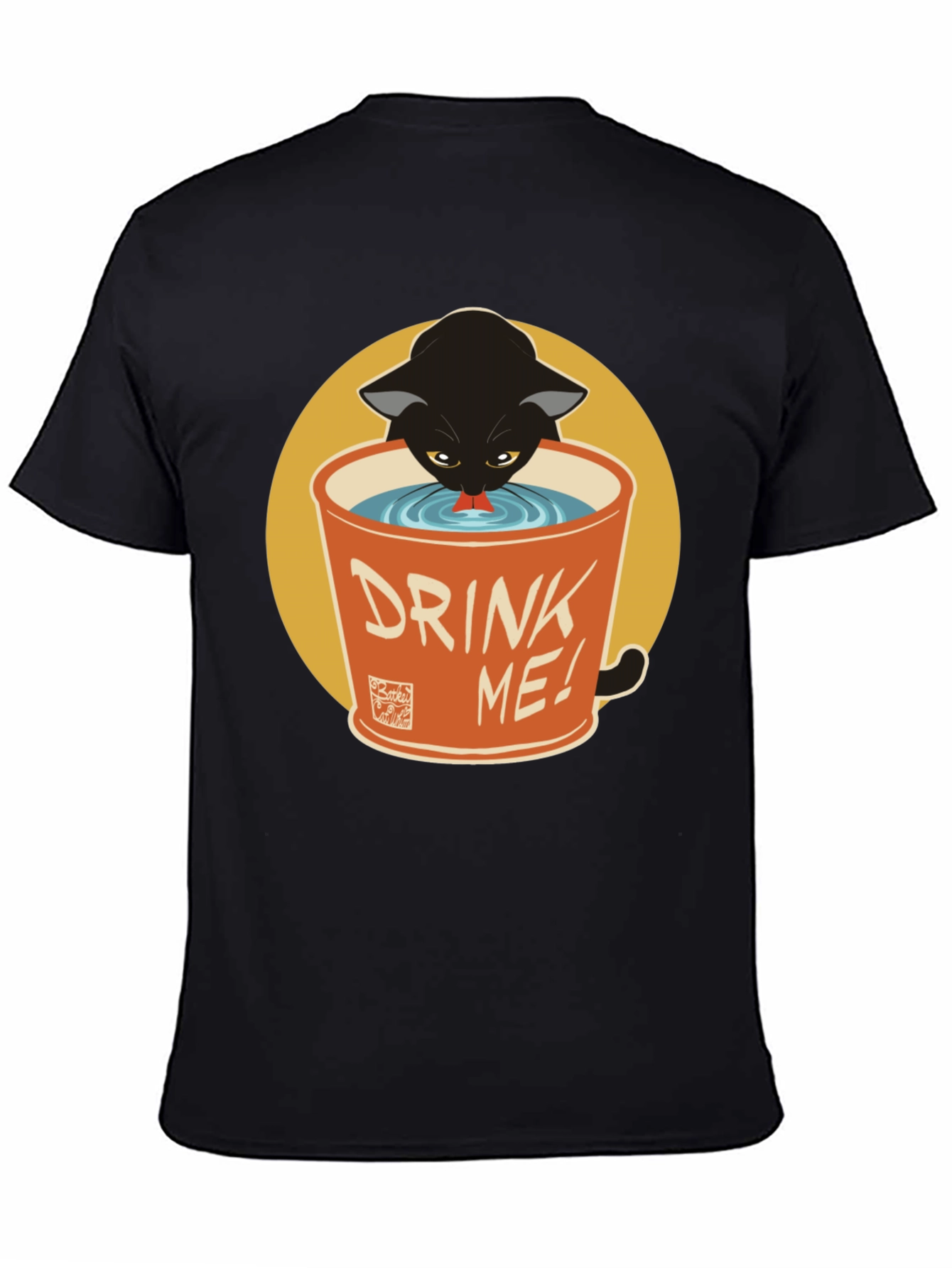 Black Cat Drink Me Graphic T-Shirt