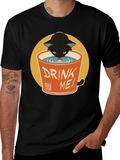 Black Cat Drink Me Graphic T-Shirt