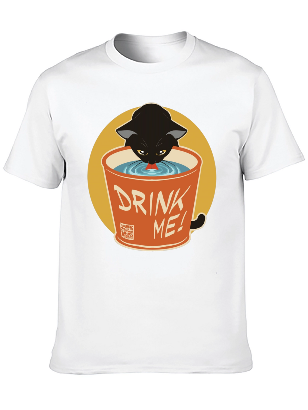 Black Cat Drink Me Graphic T-Shirt