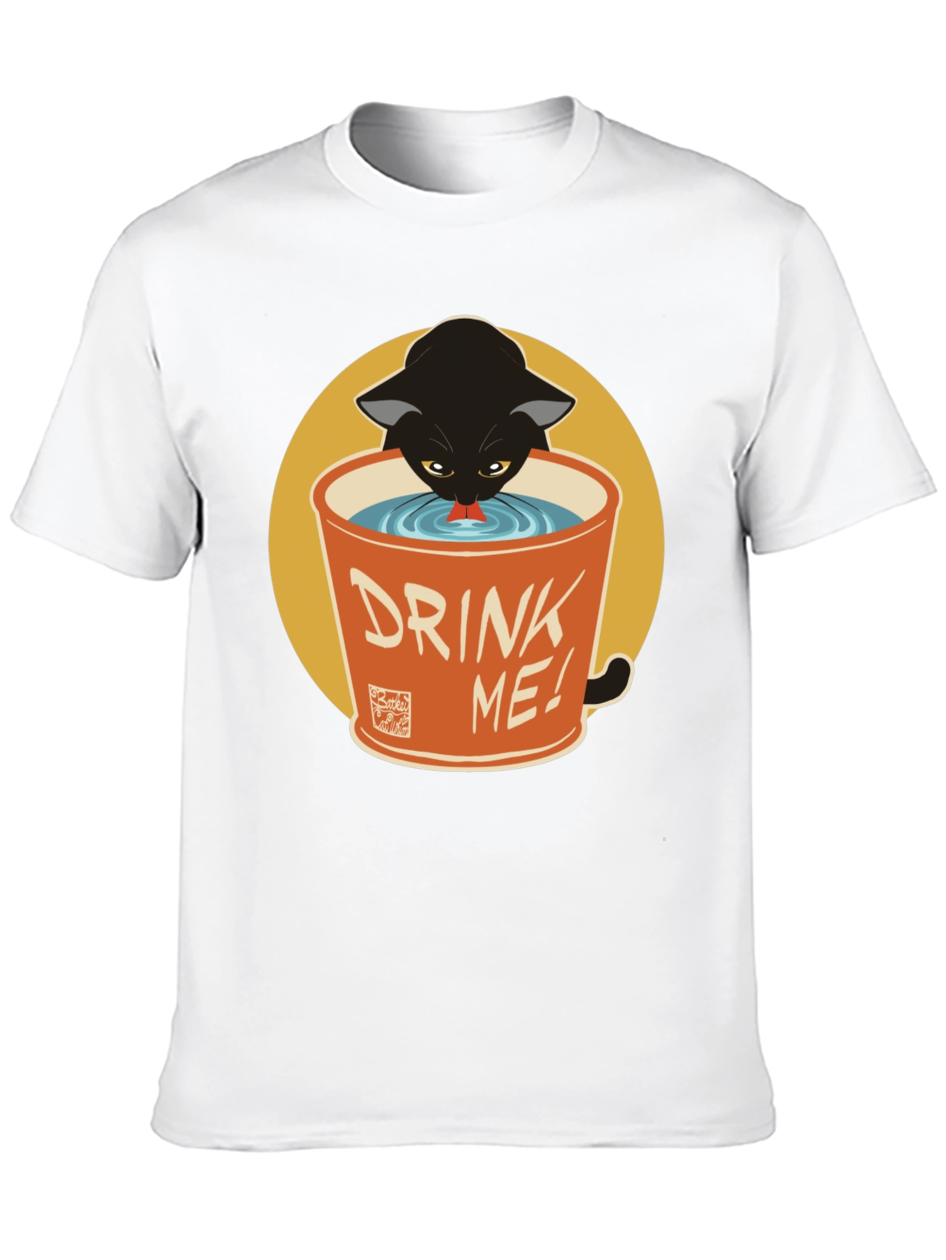 Black Cat Drink Me Graphic T-Shirt