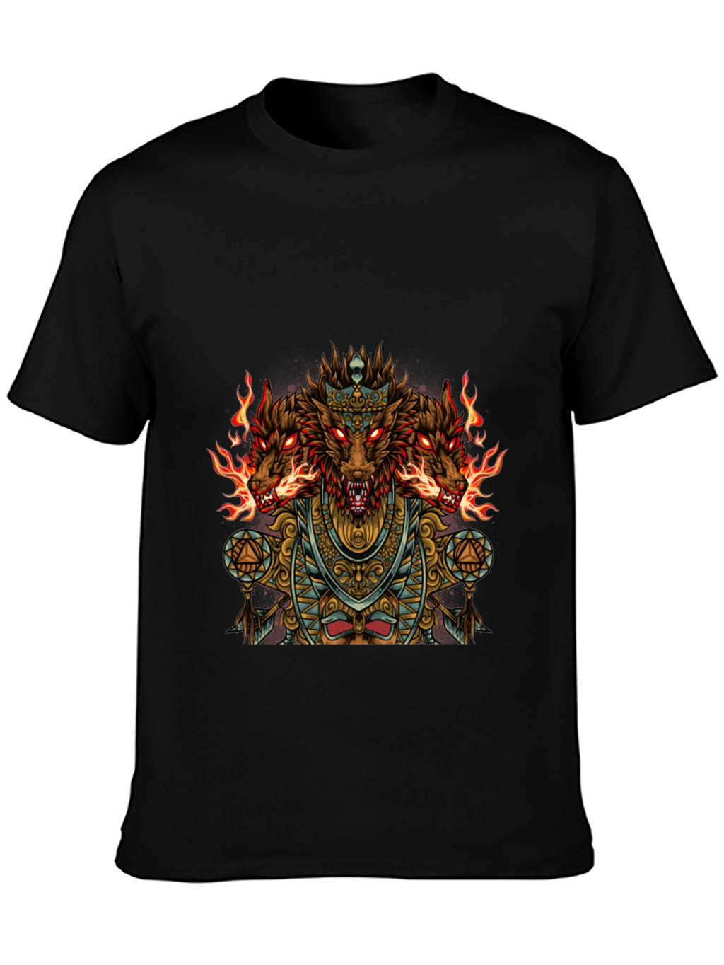 Three-Headed Dog Graphic Black T-Shirt